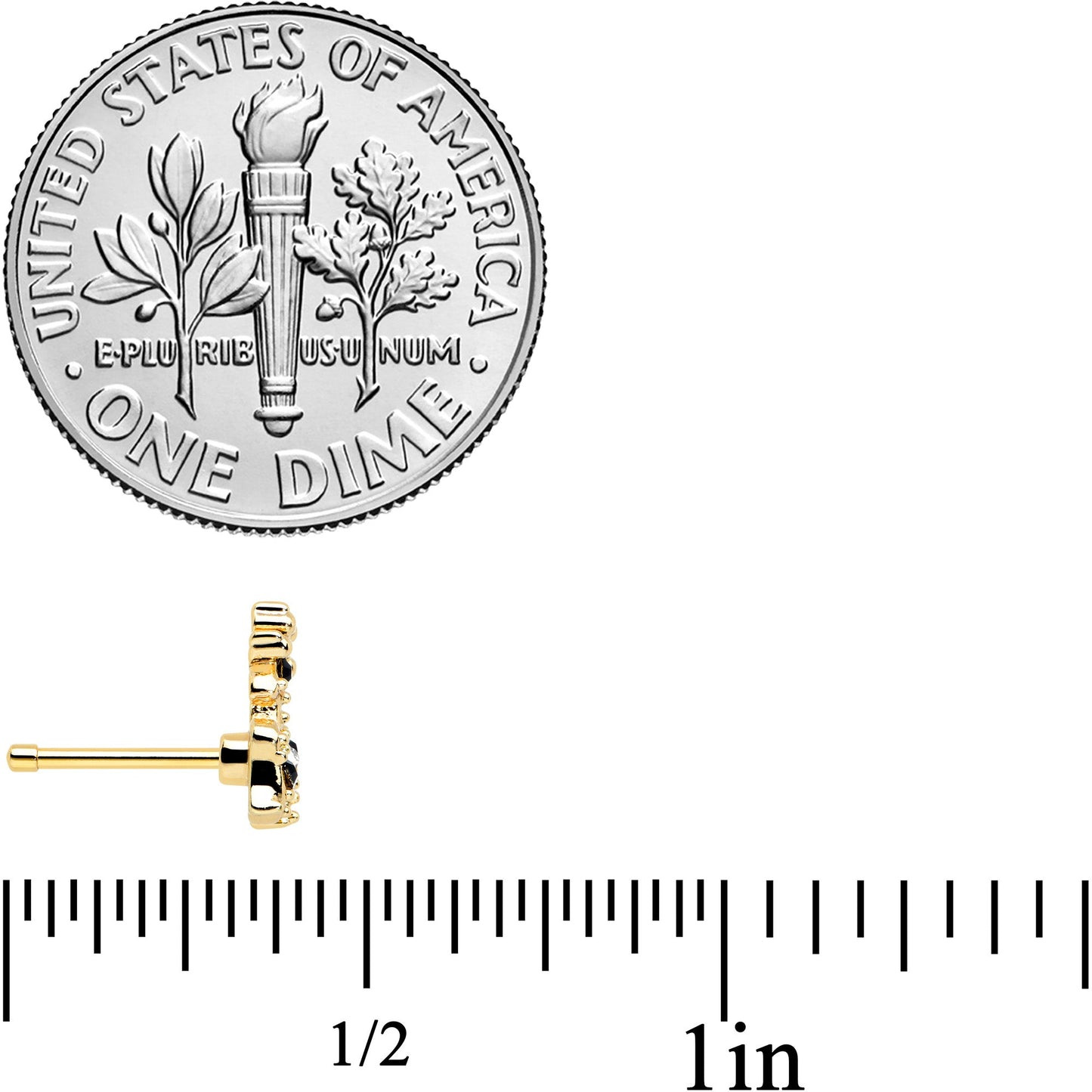 20G 1/4 Black Gem Gold Tone Decadent Deer Nose Bone