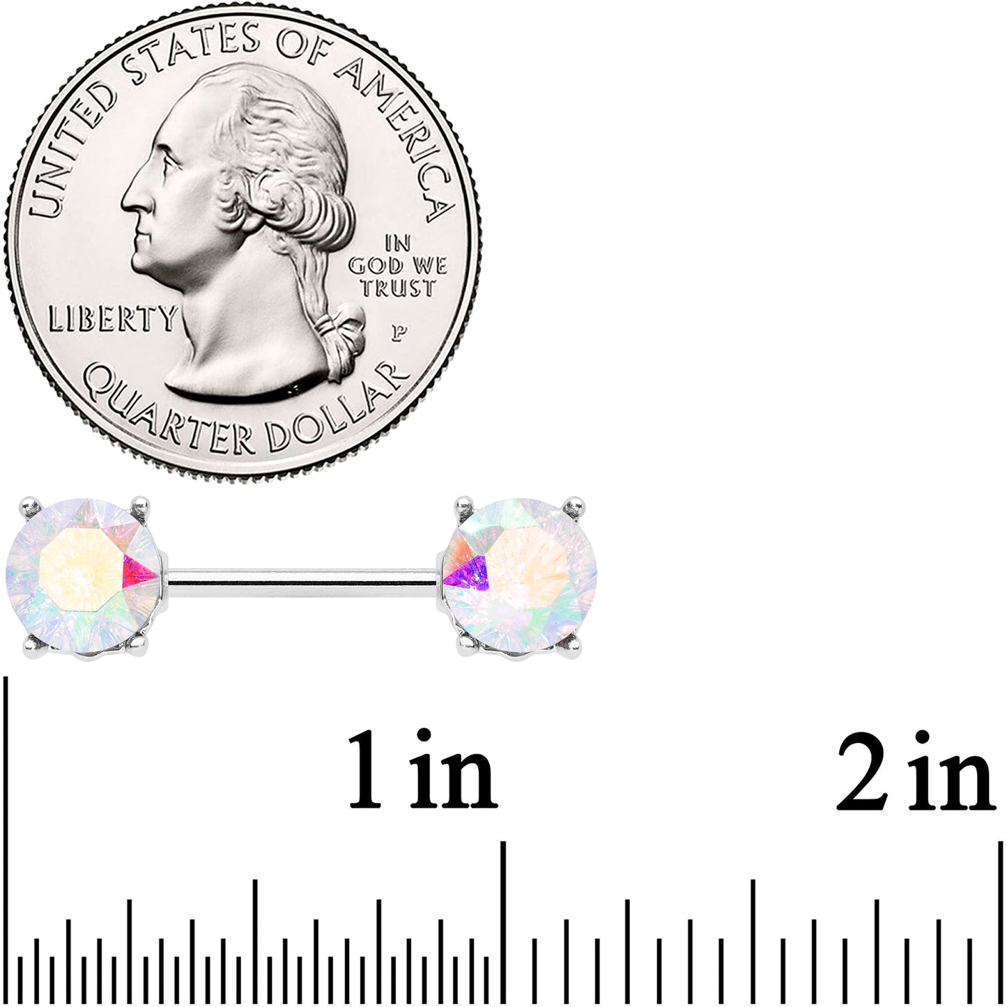 14G 9/16 Aurora Gem Simply Elegant Barbell Nipple Ring Set