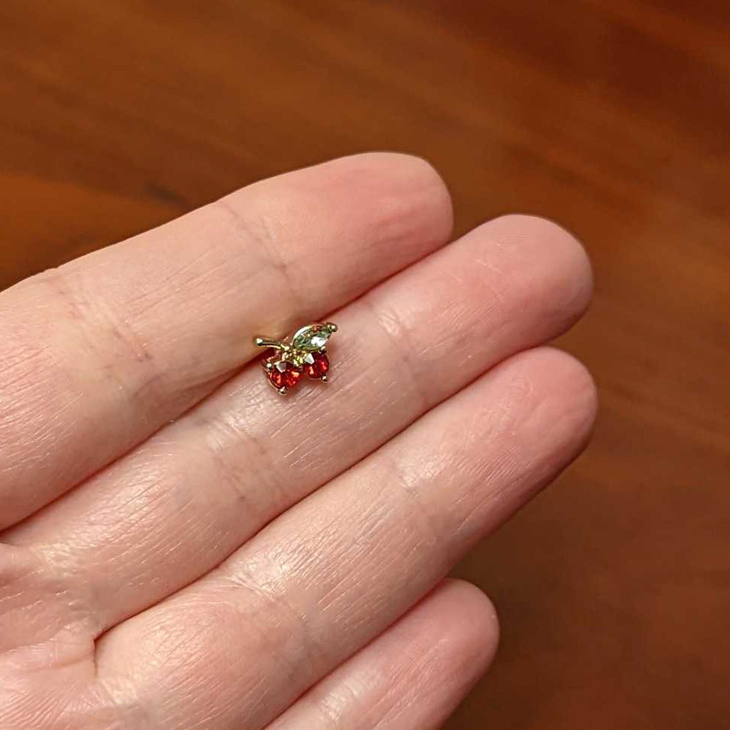 16G 5/16 Red Gem Gold Hue Tasty Cherry Fruit Labret Monroe Tragus