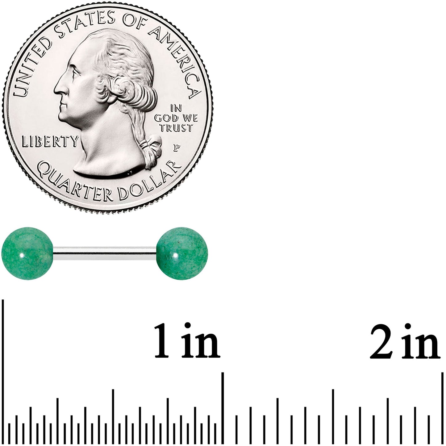 14G 1/2 Elegant Green Jade Barbell Nipple Ring Set