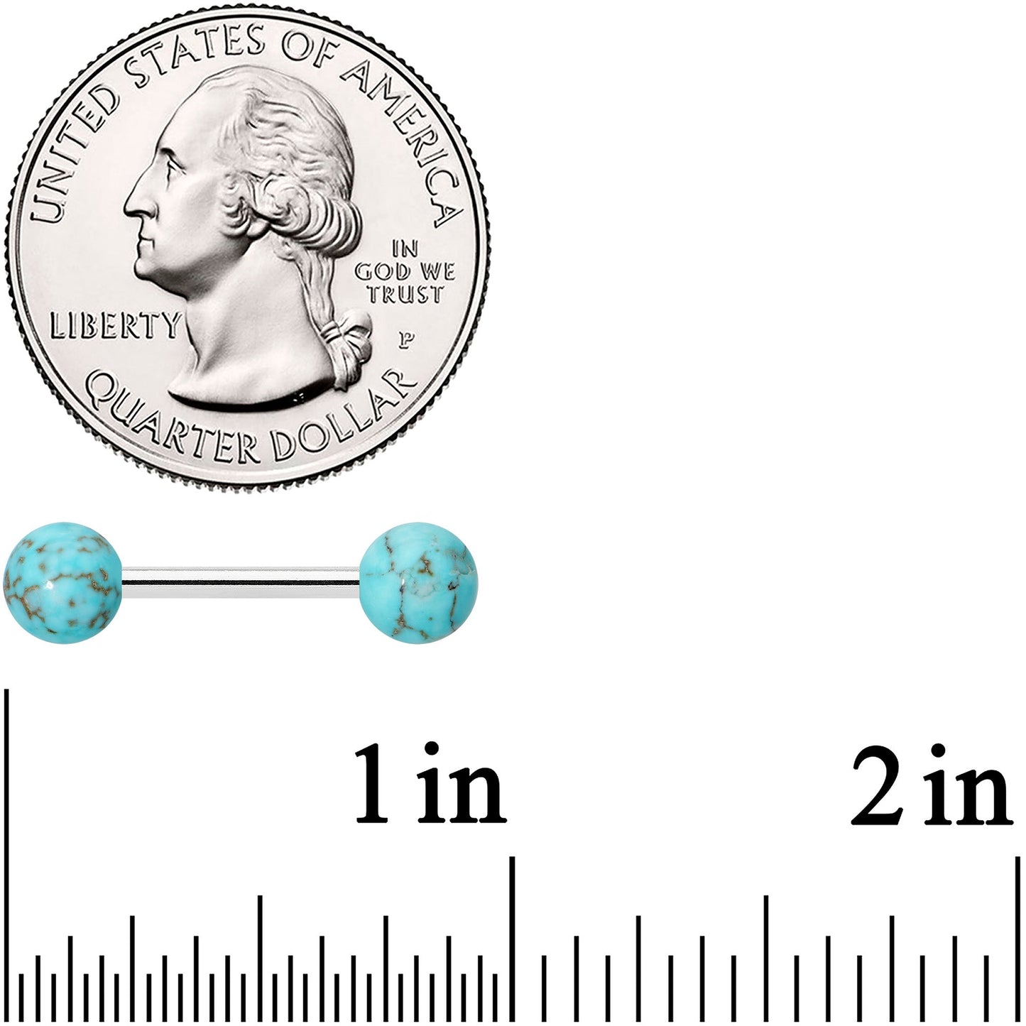 14G 1/2 Elegant Blue Turquoise Barbell Nipple Ring Set