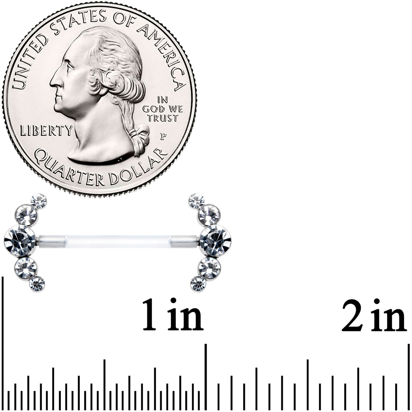 14G 13/16 Clear Gem Bioplast Simple Curve Barbell Nipple Ring Set