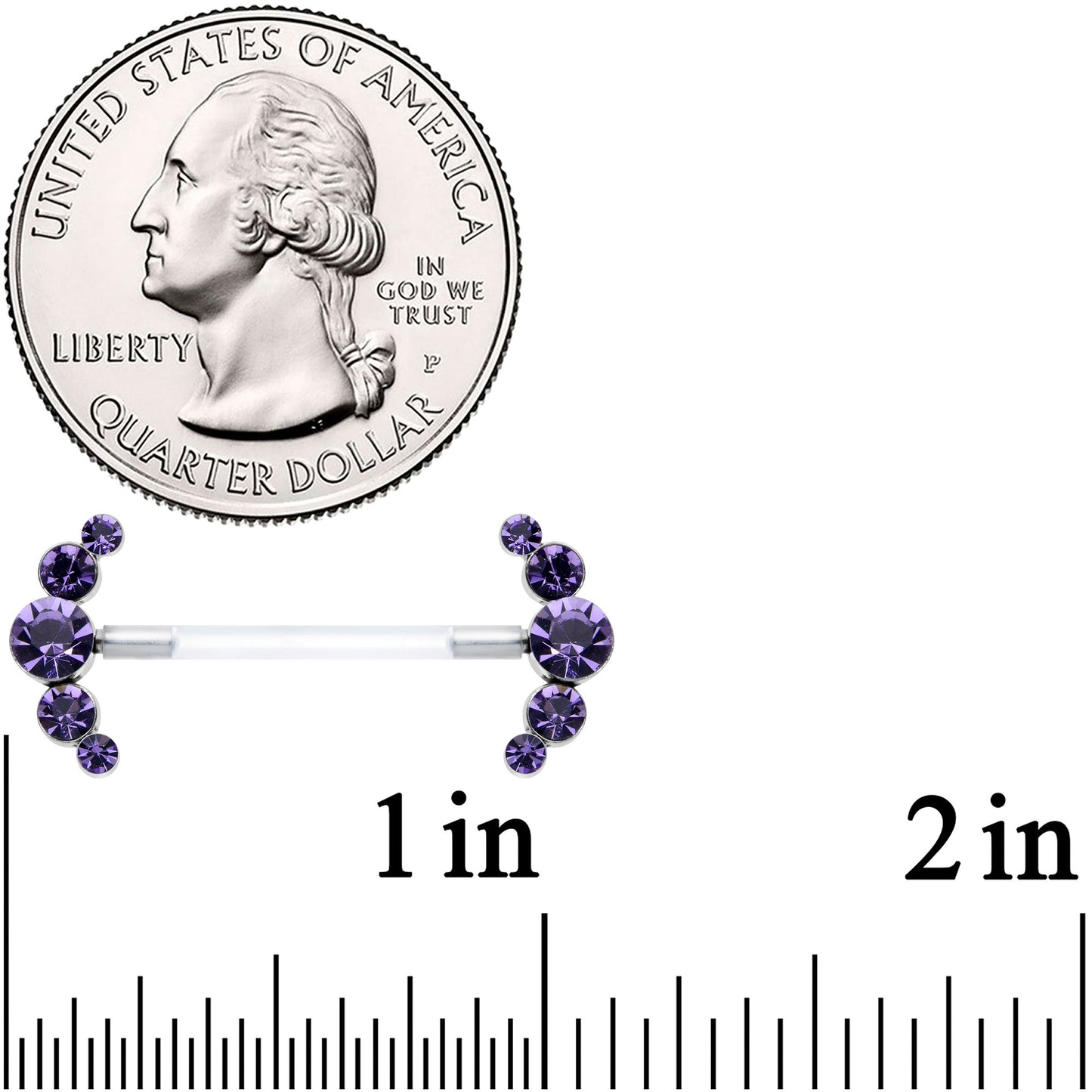 14G 13/16 Purple Gem Bioplast Simple Curve Nipple Ring Set