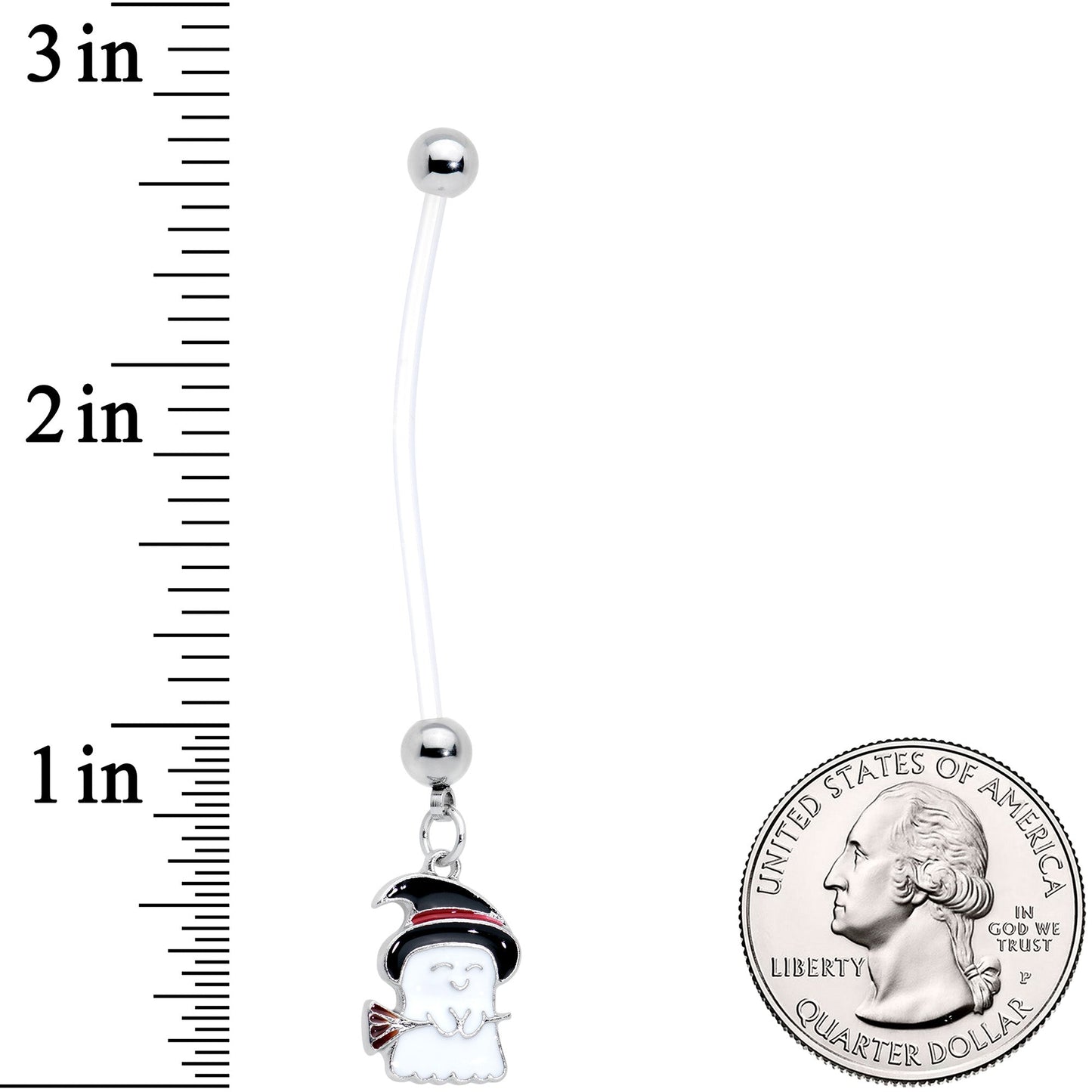 Clear Bioplast Witch Hat Ghost Halloween Dangle Pregnancy Belly Ring