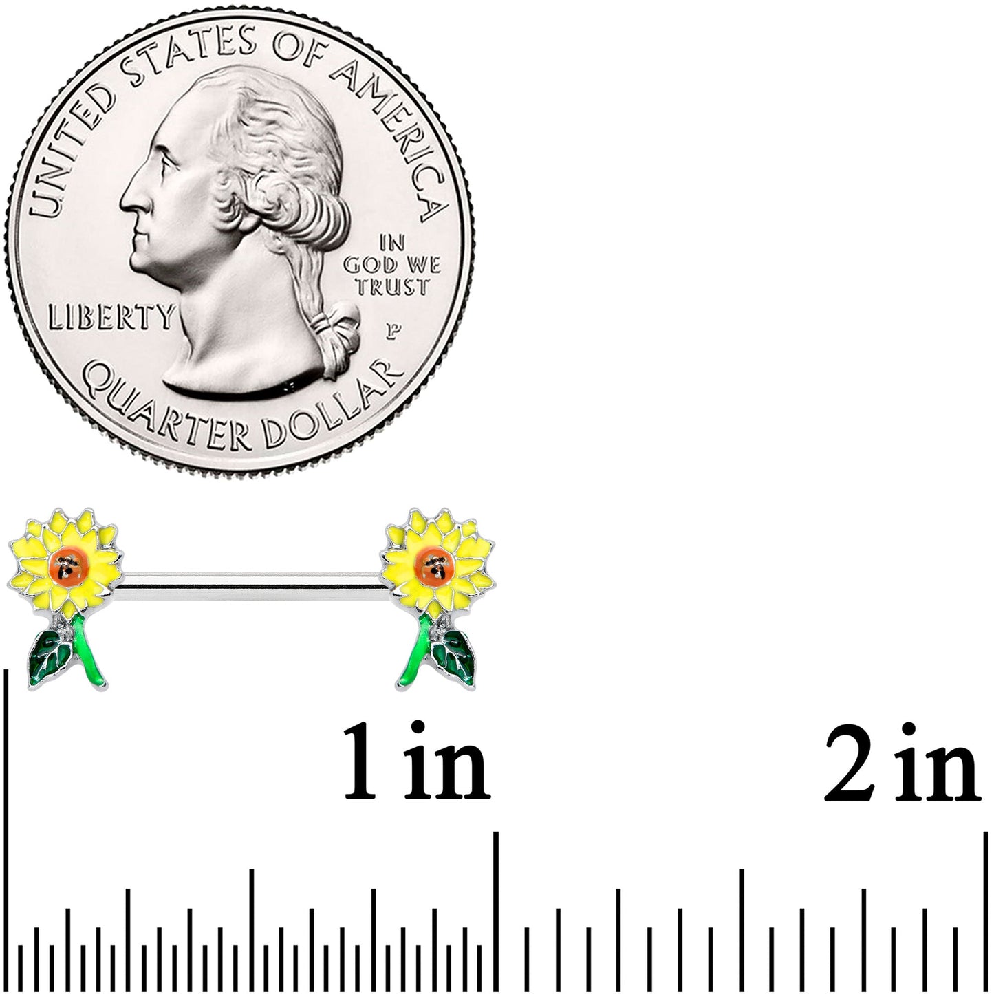 14G 9/16 Cheery Sunflower Barbell Nipple Ring Set