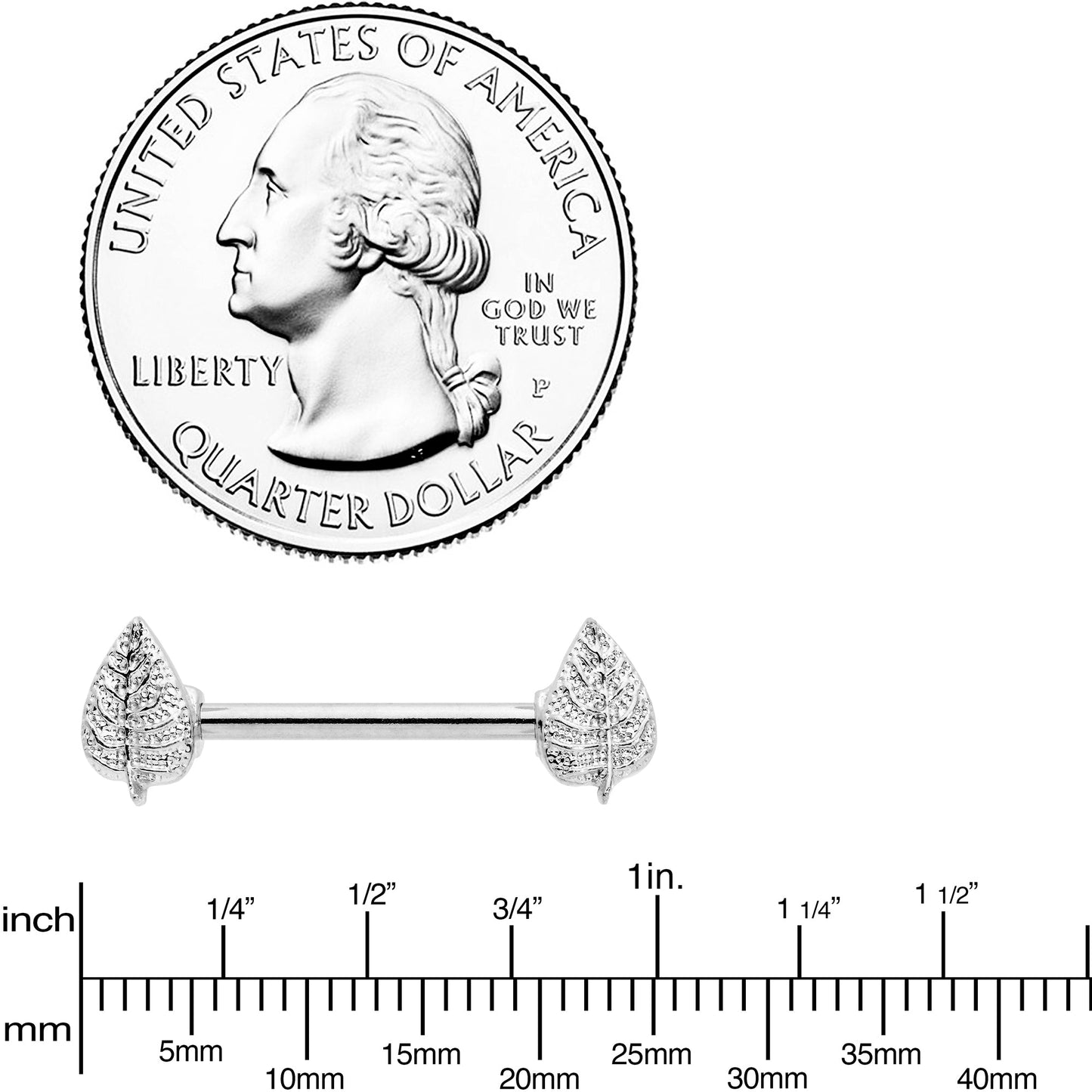 14G 9/16 Autumn Textured Leaf Barbell Nipple Ring Set