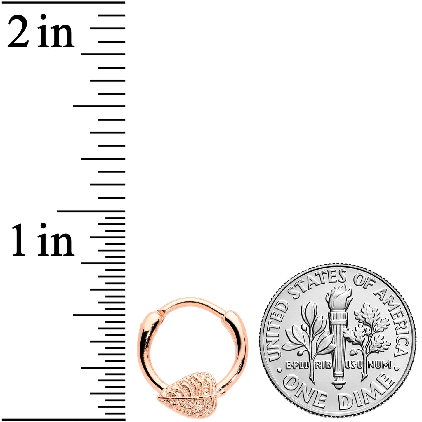 16G 3/8 Rose Gold Tone Autumn Texture Leaf Cartilage Clicker Ring