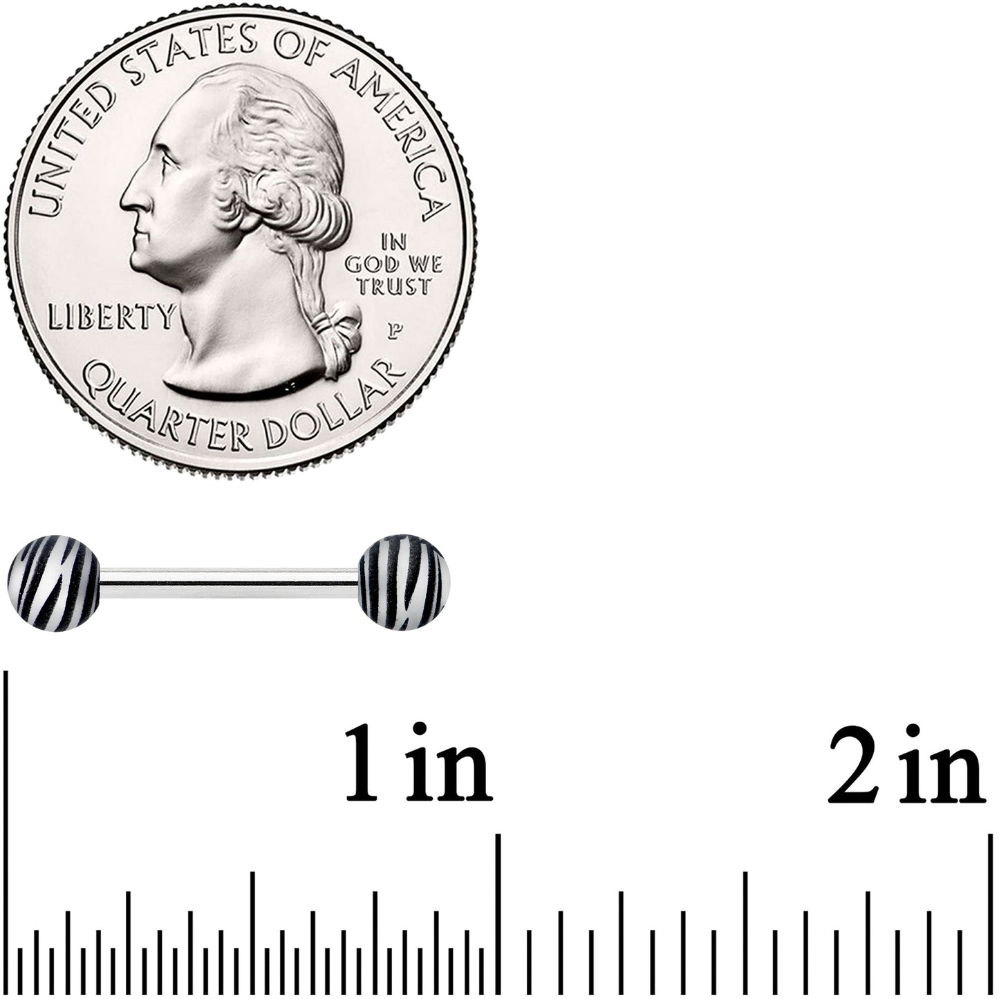 14G 9/16 Matte Grey Zebra Stripe Barbell Nipple Ring Set