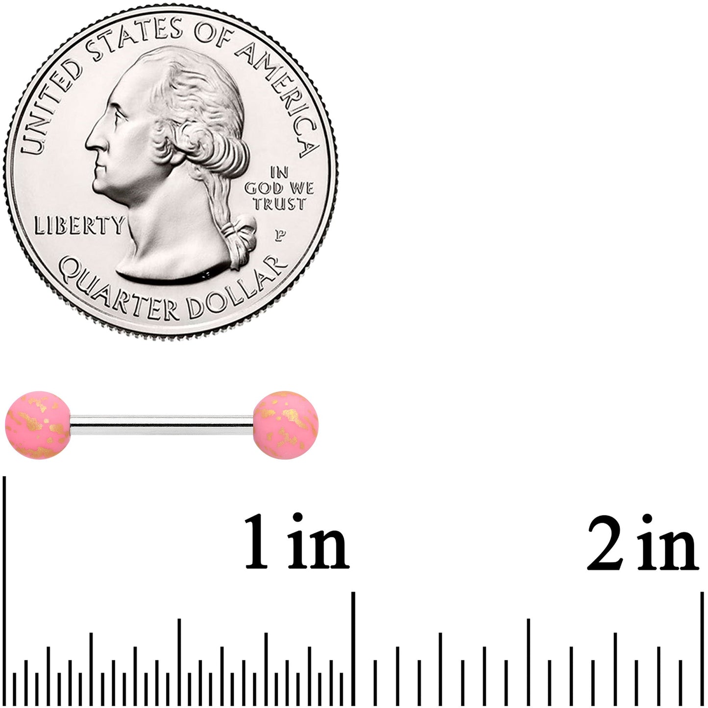 14G 9/16 Matte Pink Splatter Barbell Nipple Ring Set