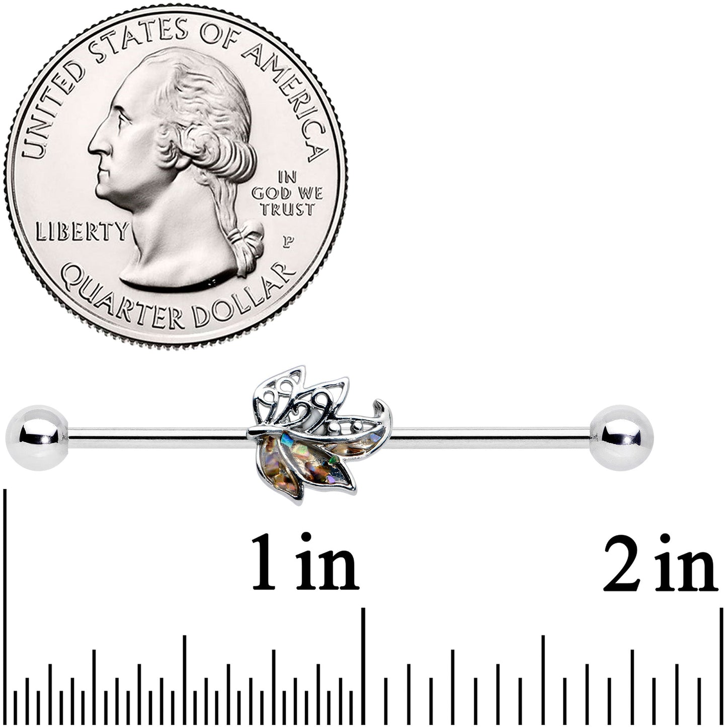 14G Multicolor Openwork Autumn Leaf Industrial Barbell 38mm