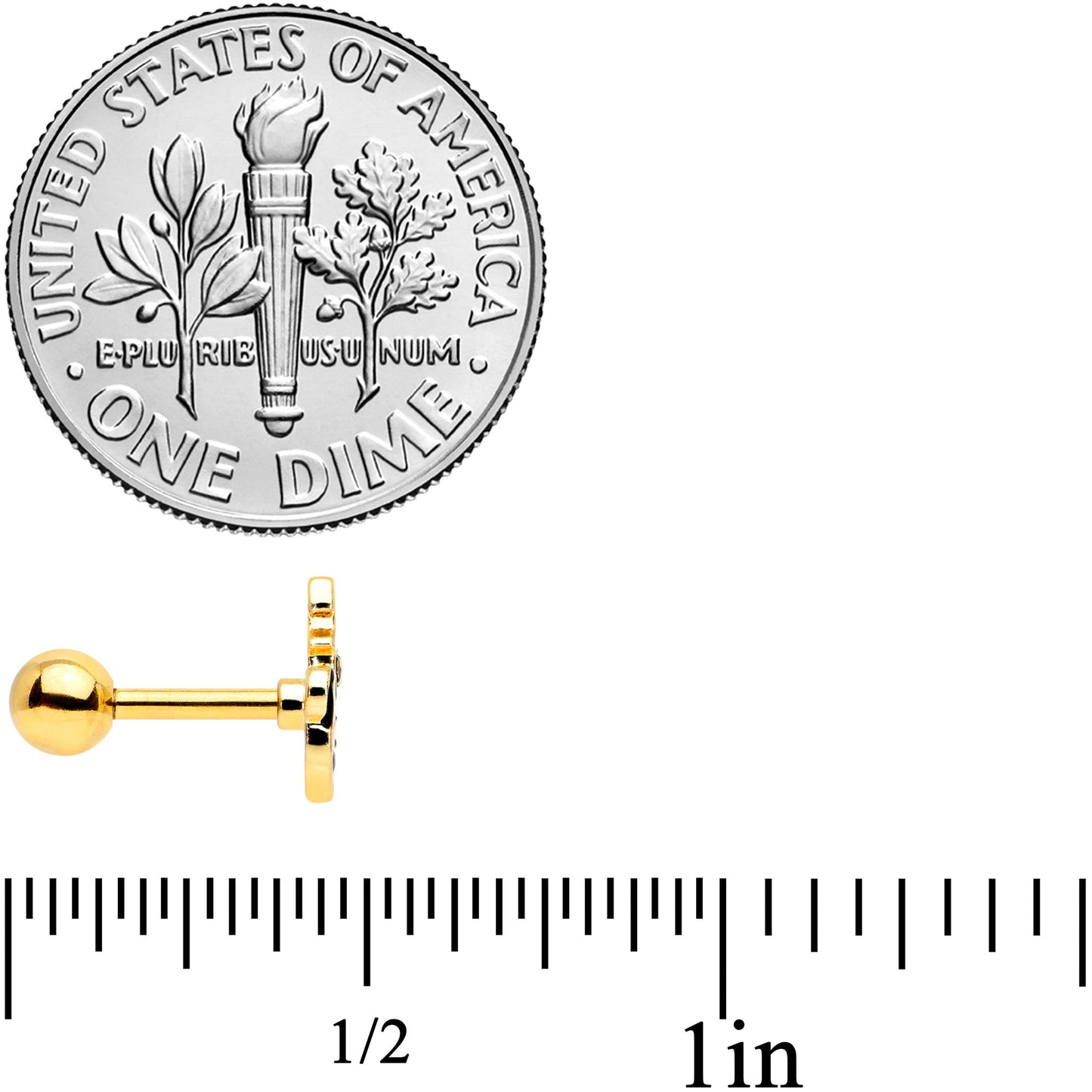 16G 1/4 Gold Tone Pumpkin Black Cat Halloween Cartilage Tragus