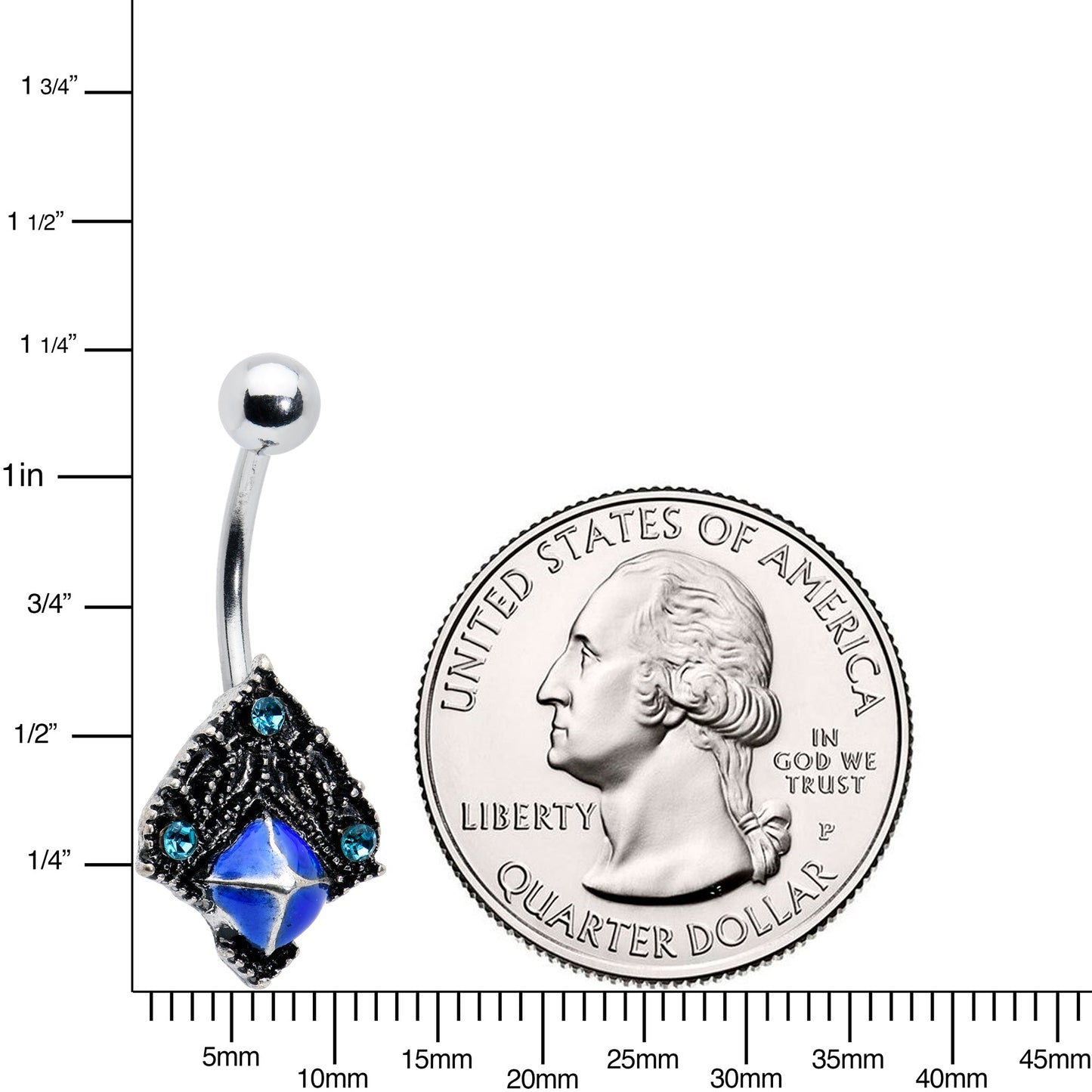 Blue Gem Rococo Blues Elegant Belly Ring