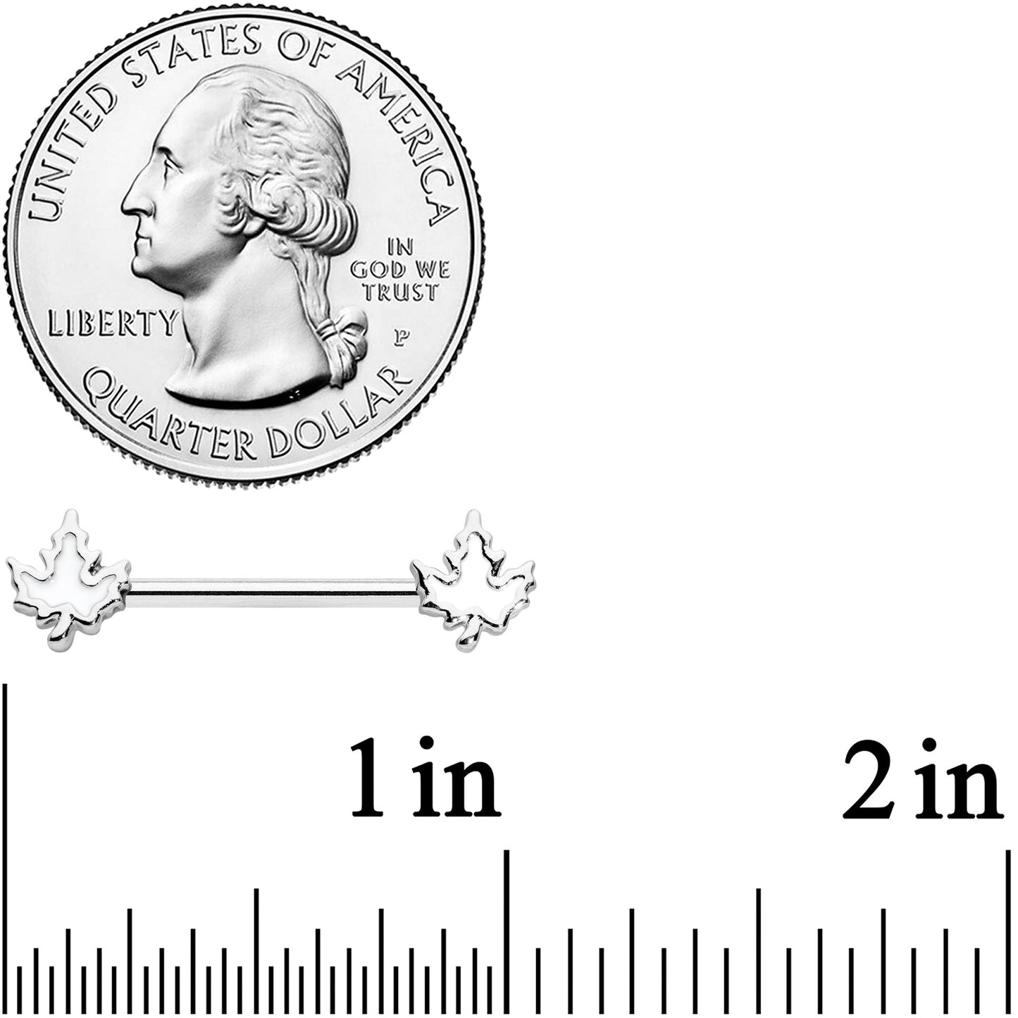 14G 9/16 Autumn White Maple Leaf Barbell Nipple Ring Set