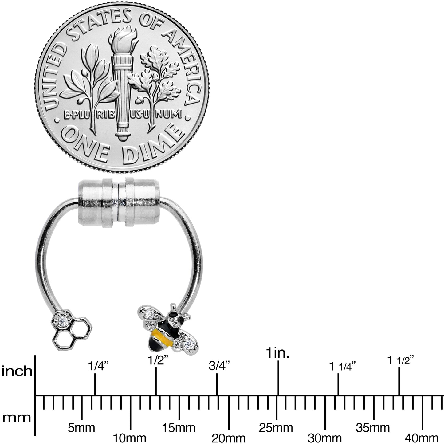 Clear Gem Bee Hive Non Pierced Magnetic Clip On Fake Septum Ring