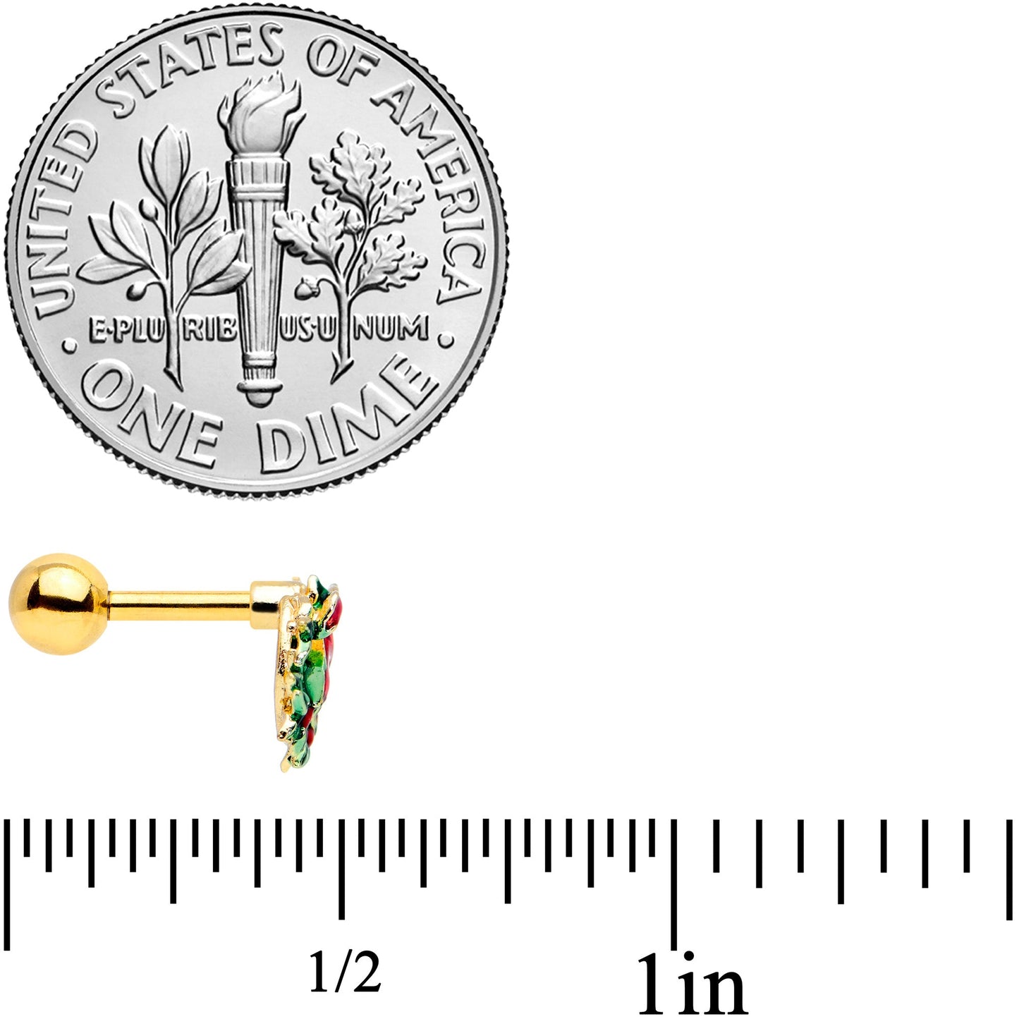 16G 1/4 Gold Tone Festive Bow Wreath Christmas Cartilage Tragus