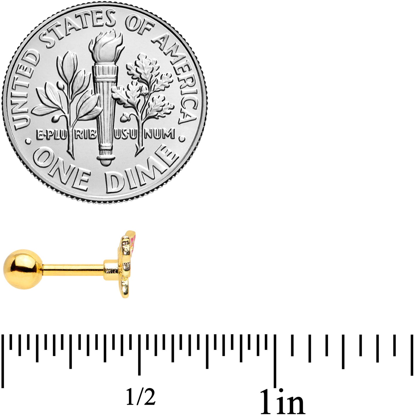 16G 1/4 Gold Tone Sweet Simple Butterfly Cartilage Tragus Earring