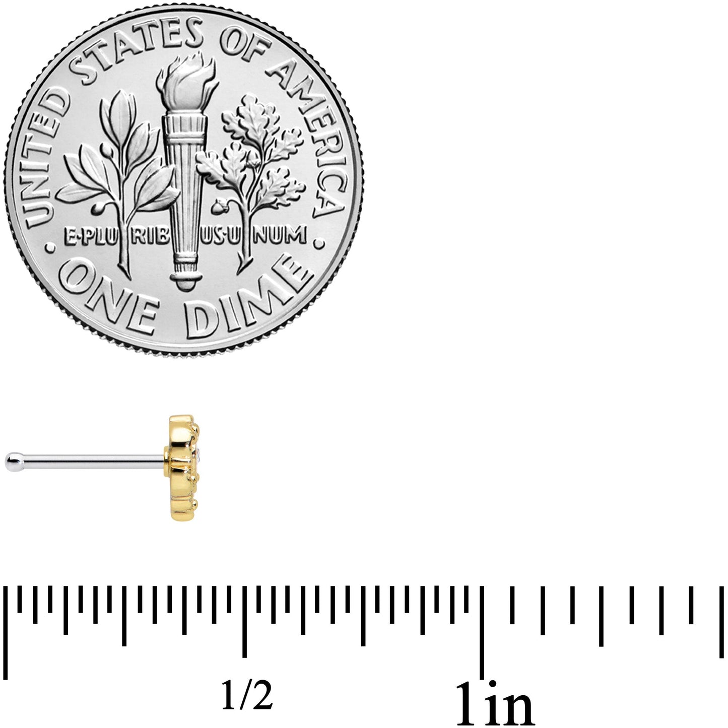 20G 1/4 Aurora Gem Baroque Golden Heart Nose Bone