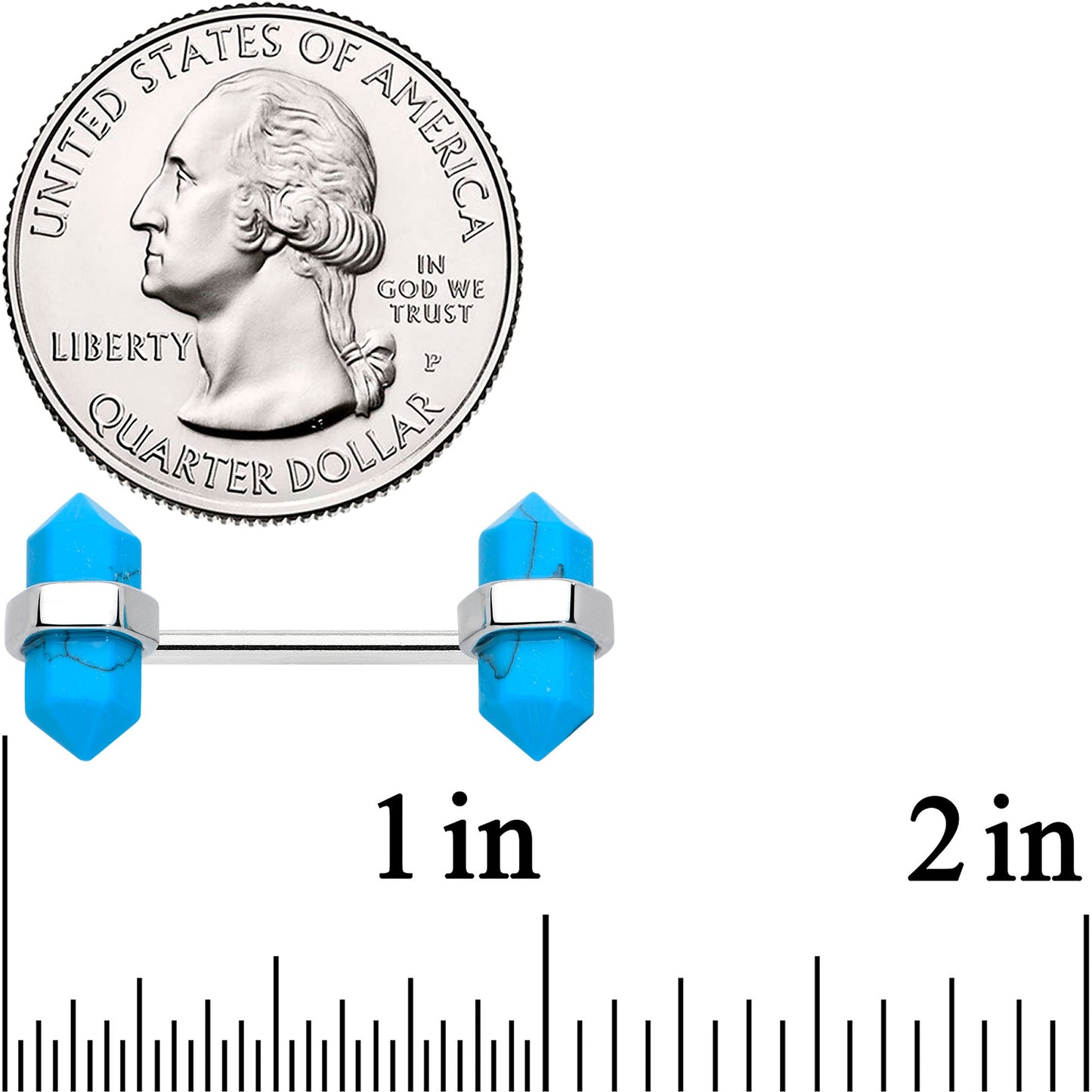 14G 5/8 Blue Turquoise Stone Hippie Barbell Nipple Ring Set