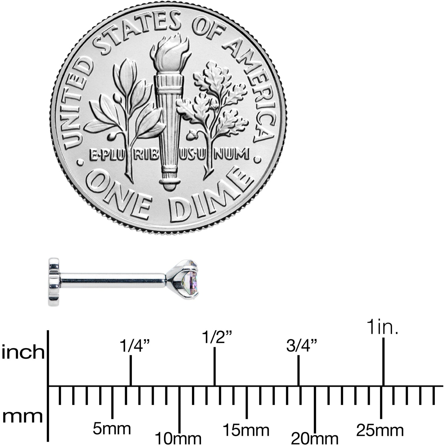 16G 5/16 Vitrail CZ G23 Titanium Threadless Flower Labret Tragus