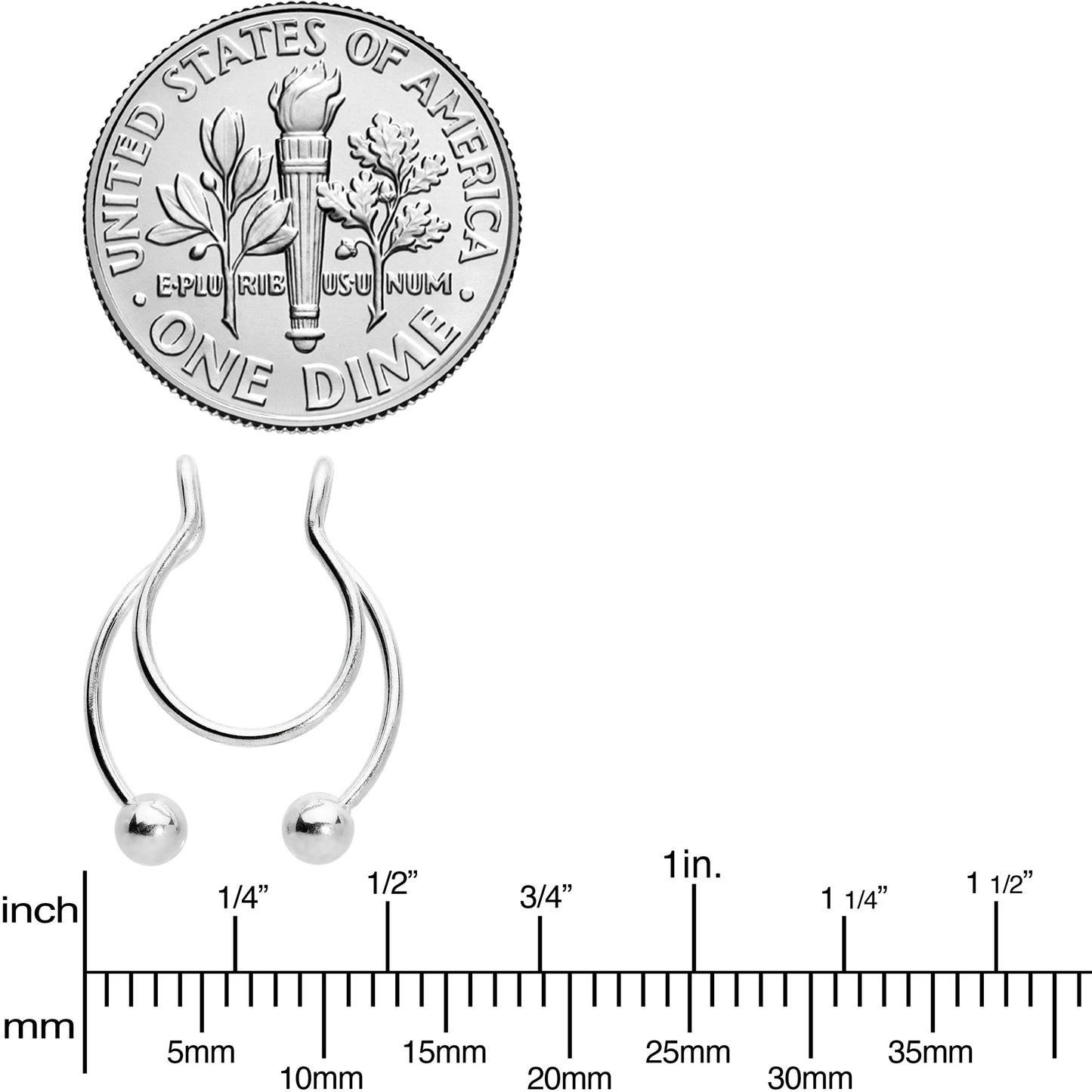 Horseshoe Ball Fake Septum Ring Nipple and Clip on Earring