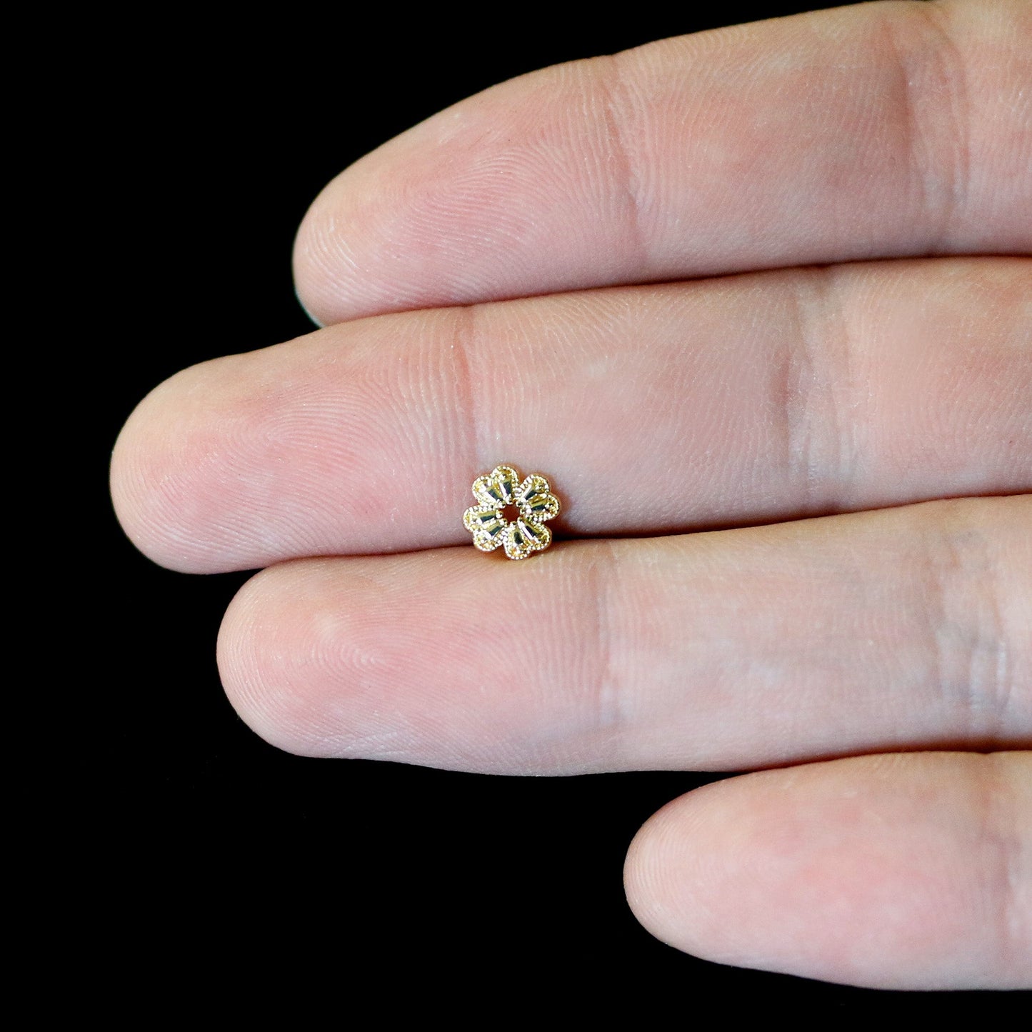 16G 5/16 Yellow Gem Gold Tone Textured Cross Labret Monroe Tragus