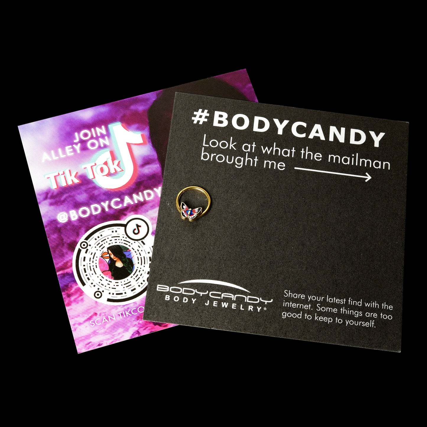 16G 3/8 Gold Tone Red Pink Blue Butterfly Hinged Segment Ring