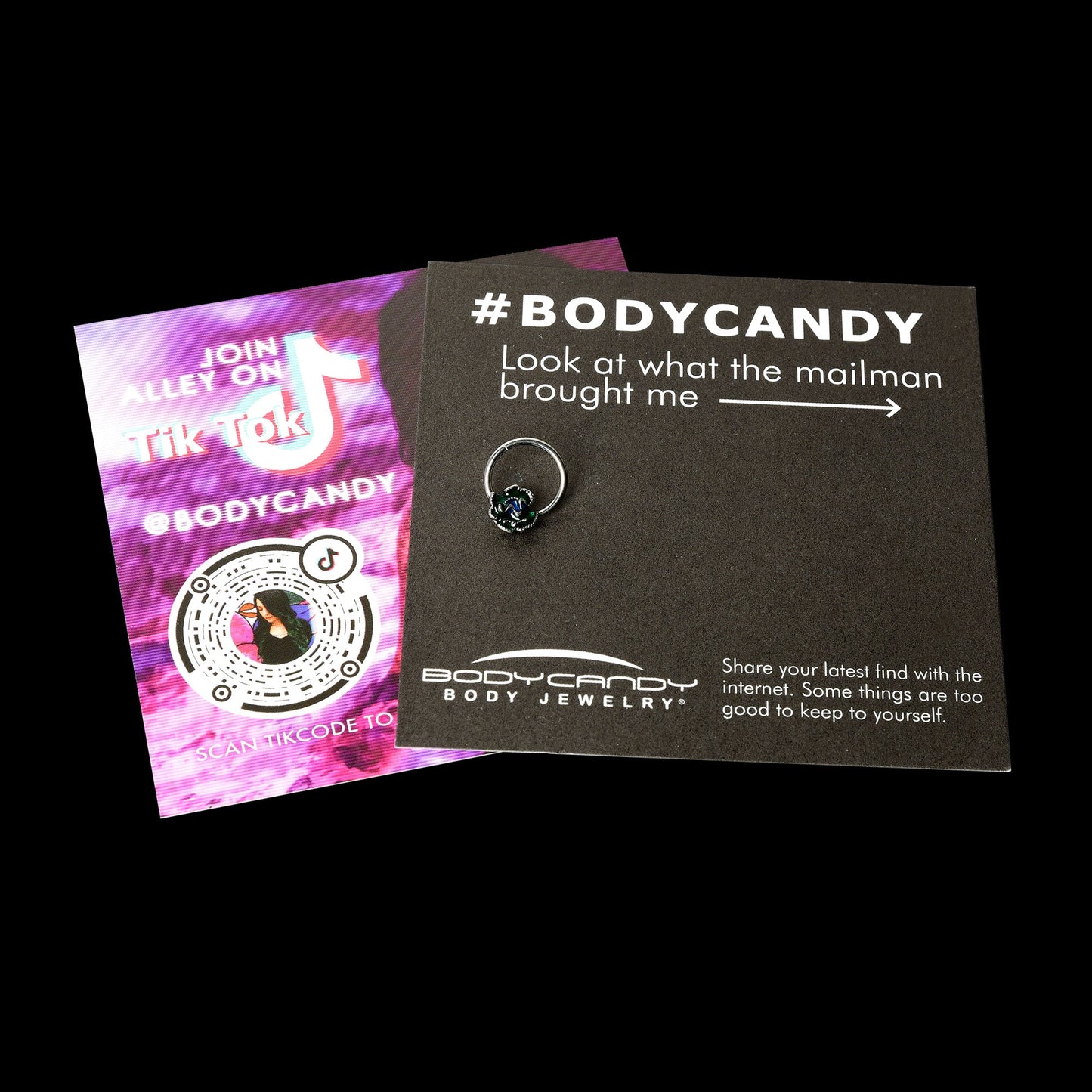 16G 3/8 Spring Flower Green Blue Hinged Segment Ring