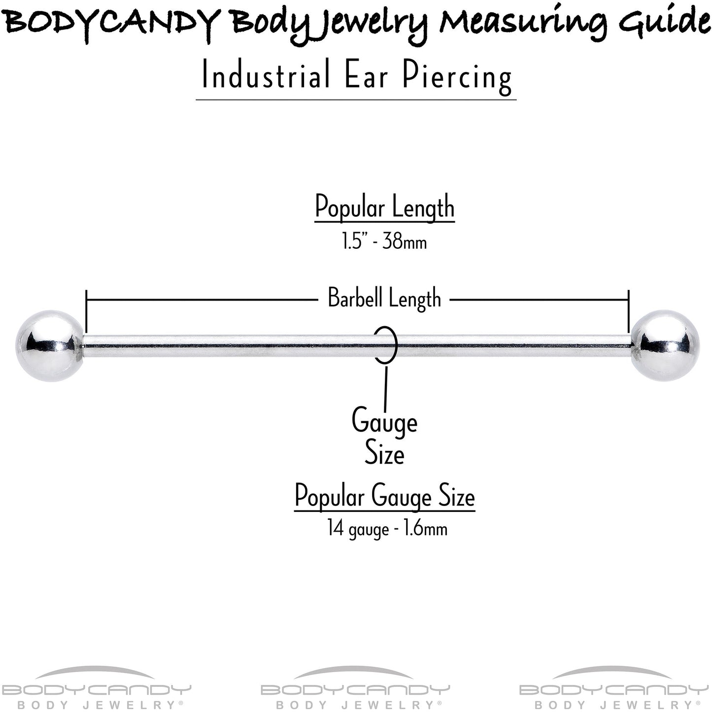 14G Gold Tone Watermelon Bite Industrial Barbell 38mm