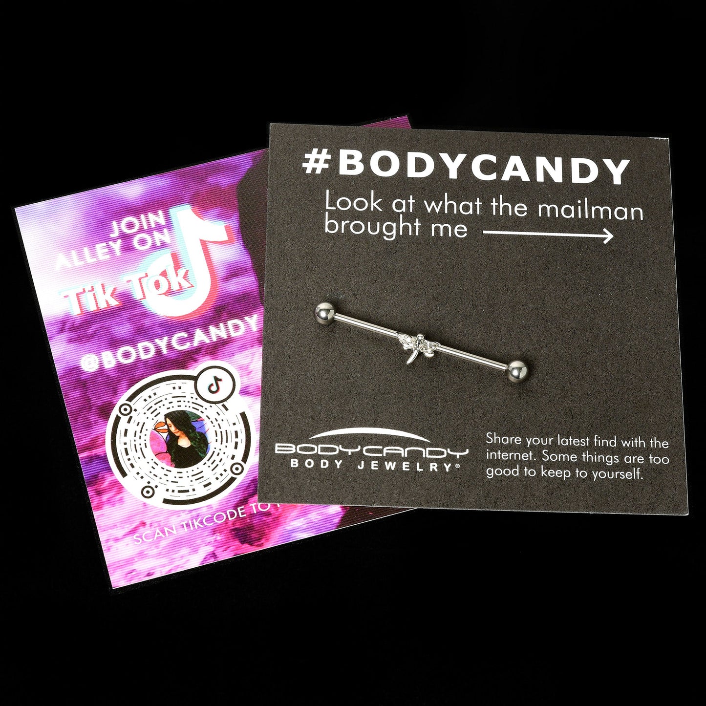 14G Clear Gem Simple Stylized Dragonfly Industrial Barbell 38mm