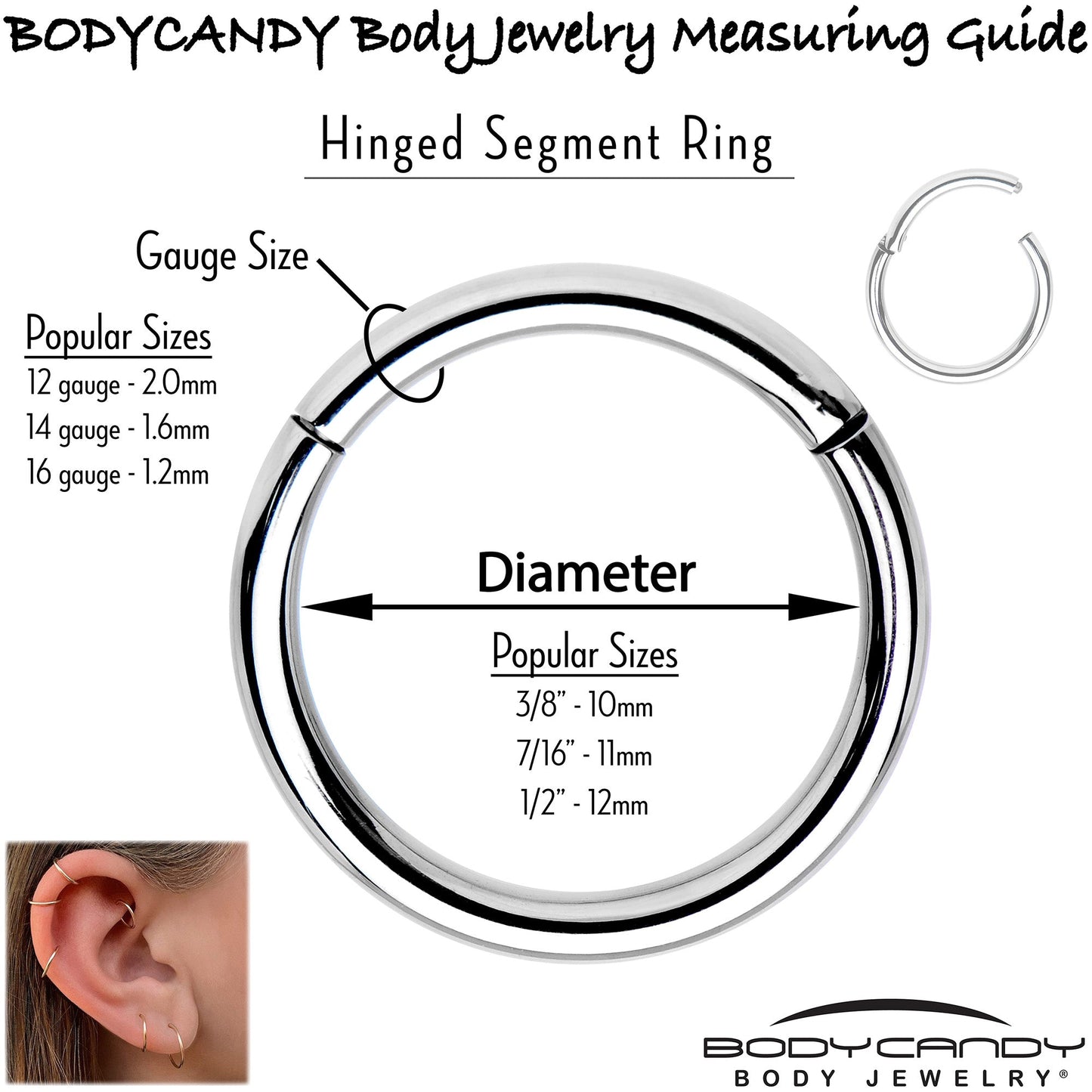 16G 3/8 Poison Green Bottle Glow in the Dark Hinged Segment Ring