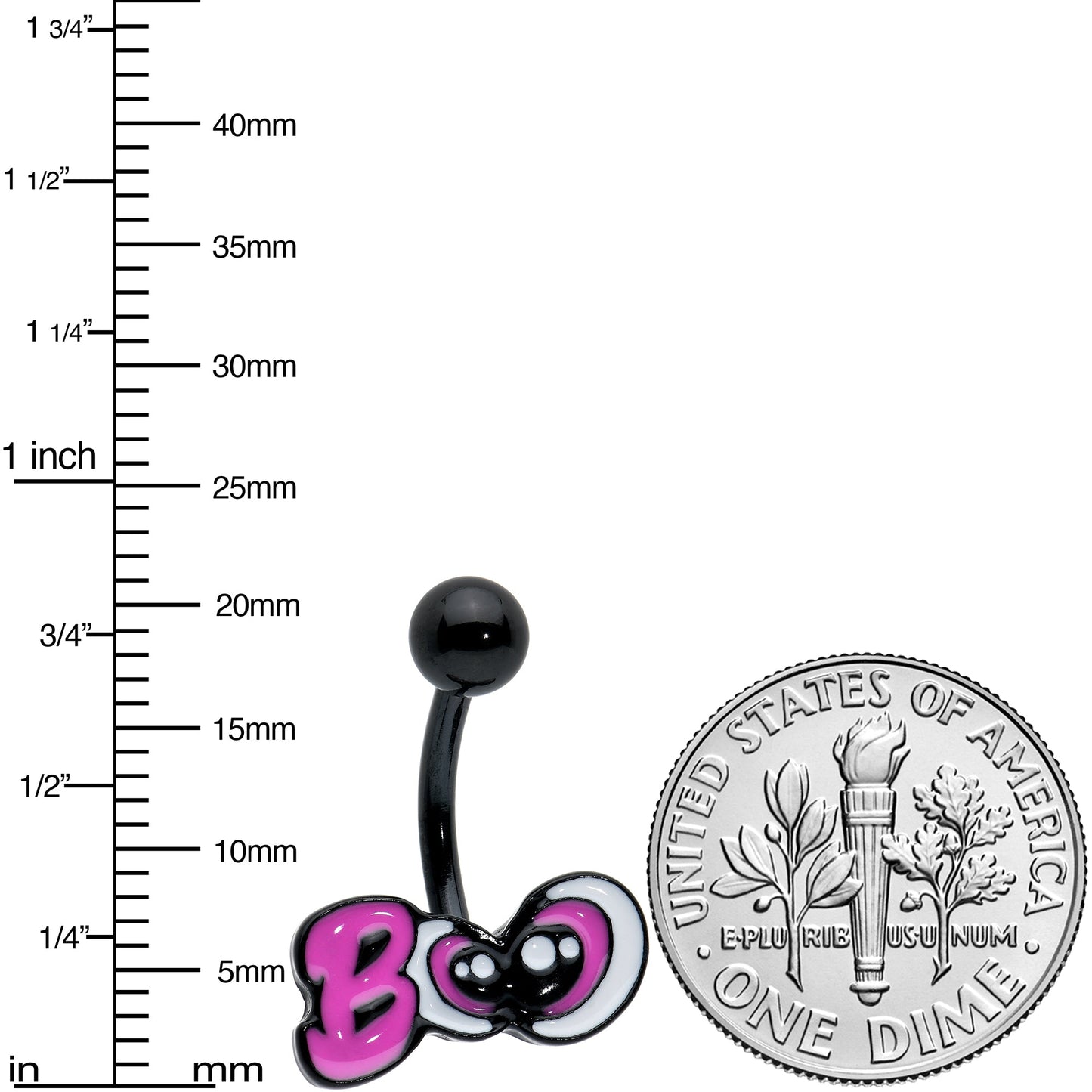 Black Boo Eyes Beauty Pink White Halloween Belly Ring