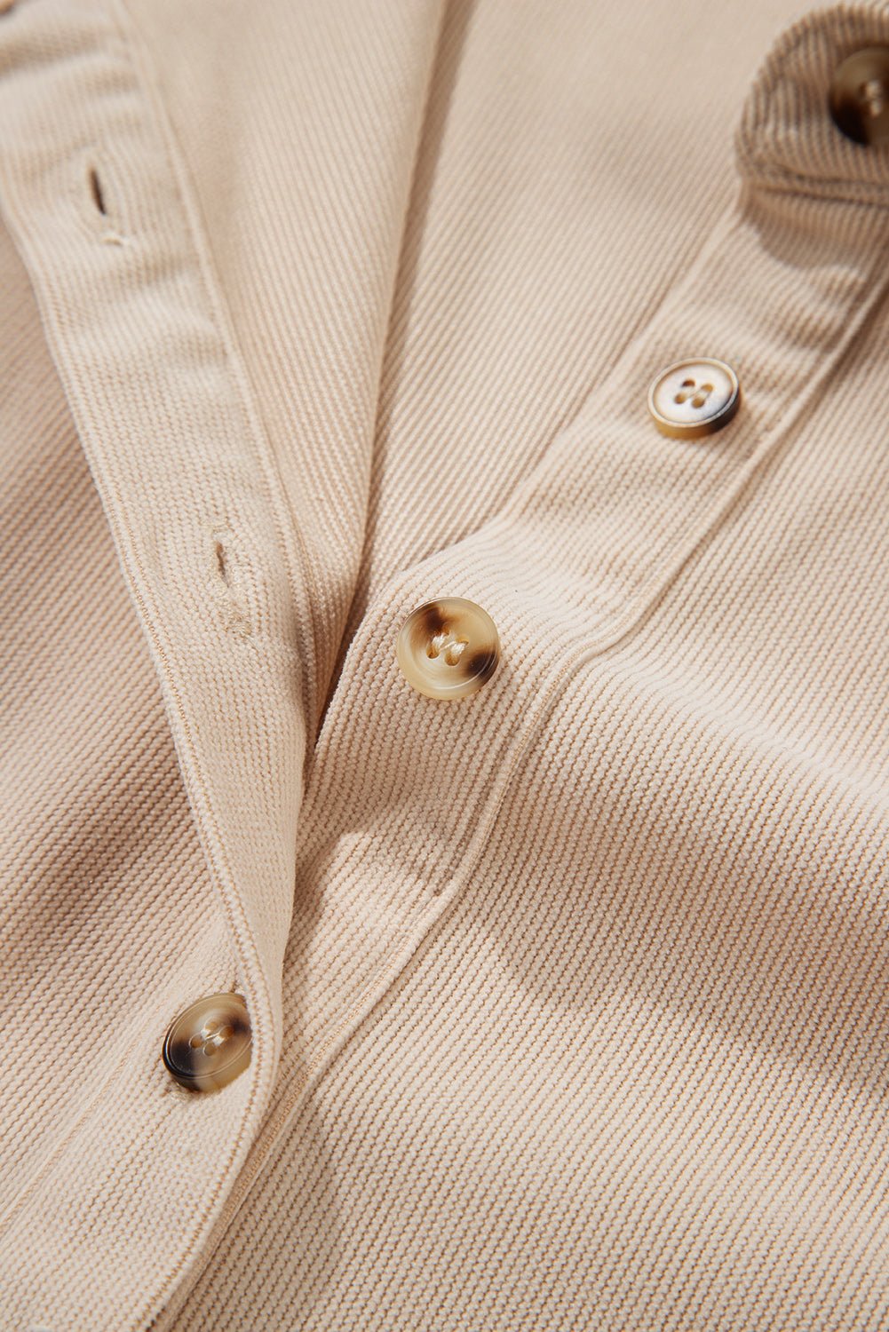 Oatmeal Corduroy Half Button Collared Long Sleeve Mini Dress - Jaico Online Shop