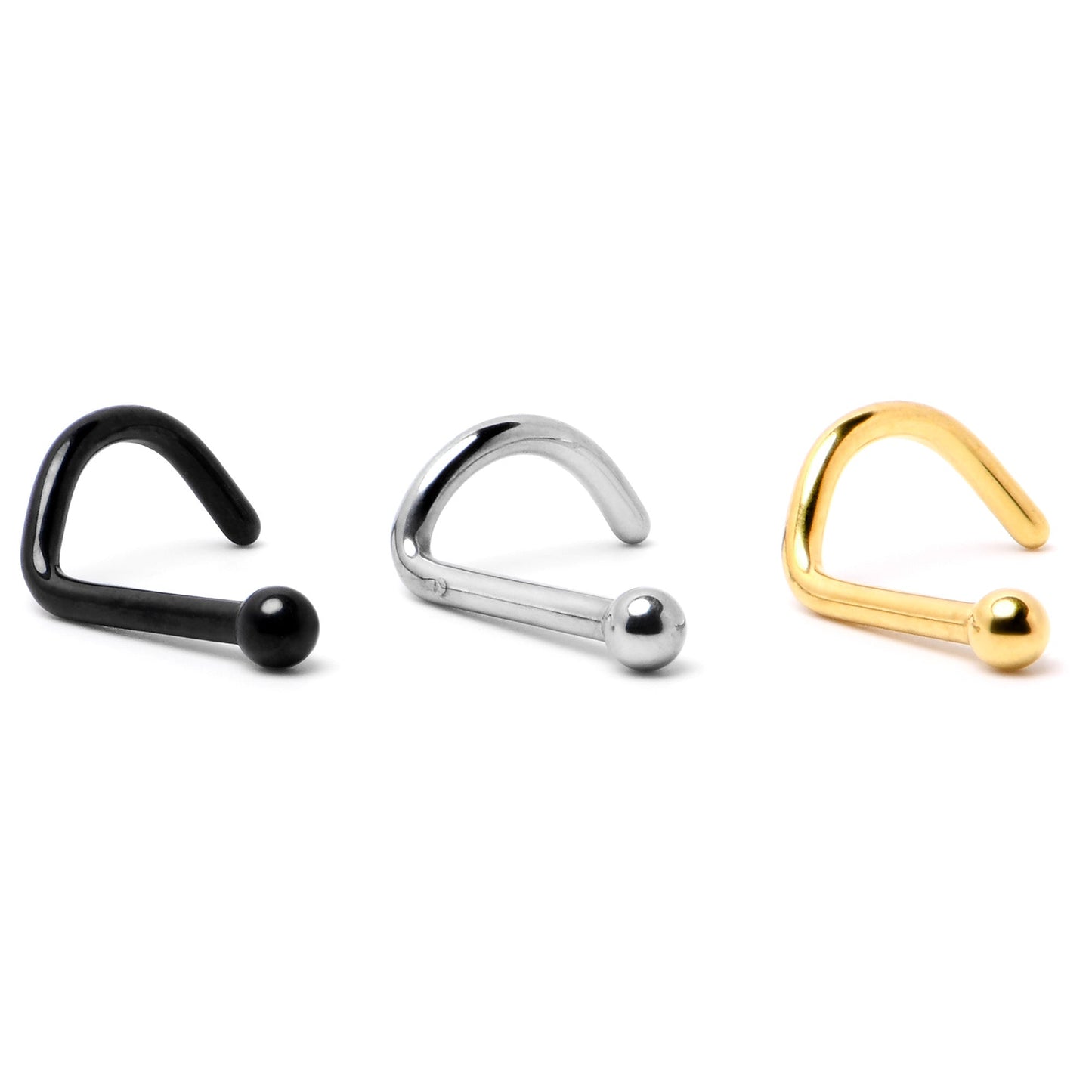 18G 1/4 Black ASTM F-136 Implant Grade Titanium Ball End Left Side Nose Screw