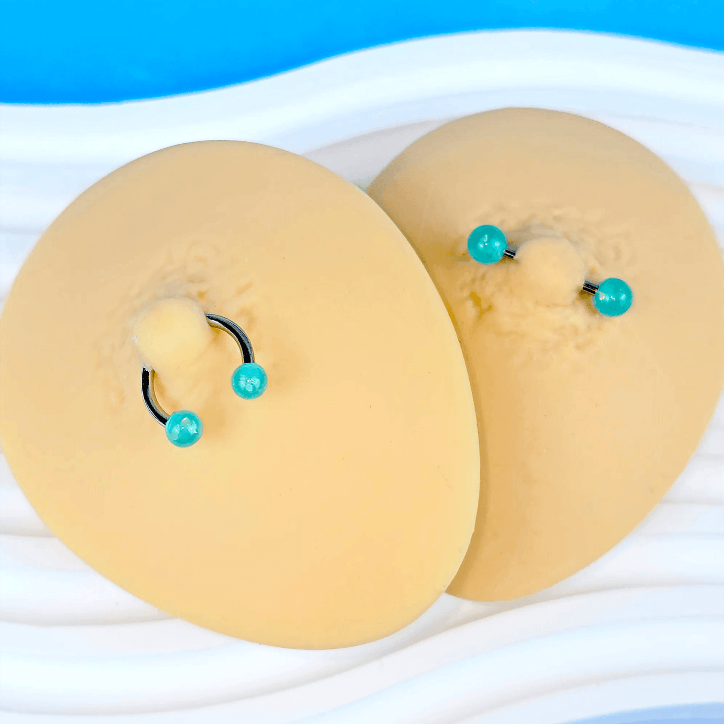 14G 9/16 Green Faux Opal Horseshoe Barbell Nipple Ring Set of 4