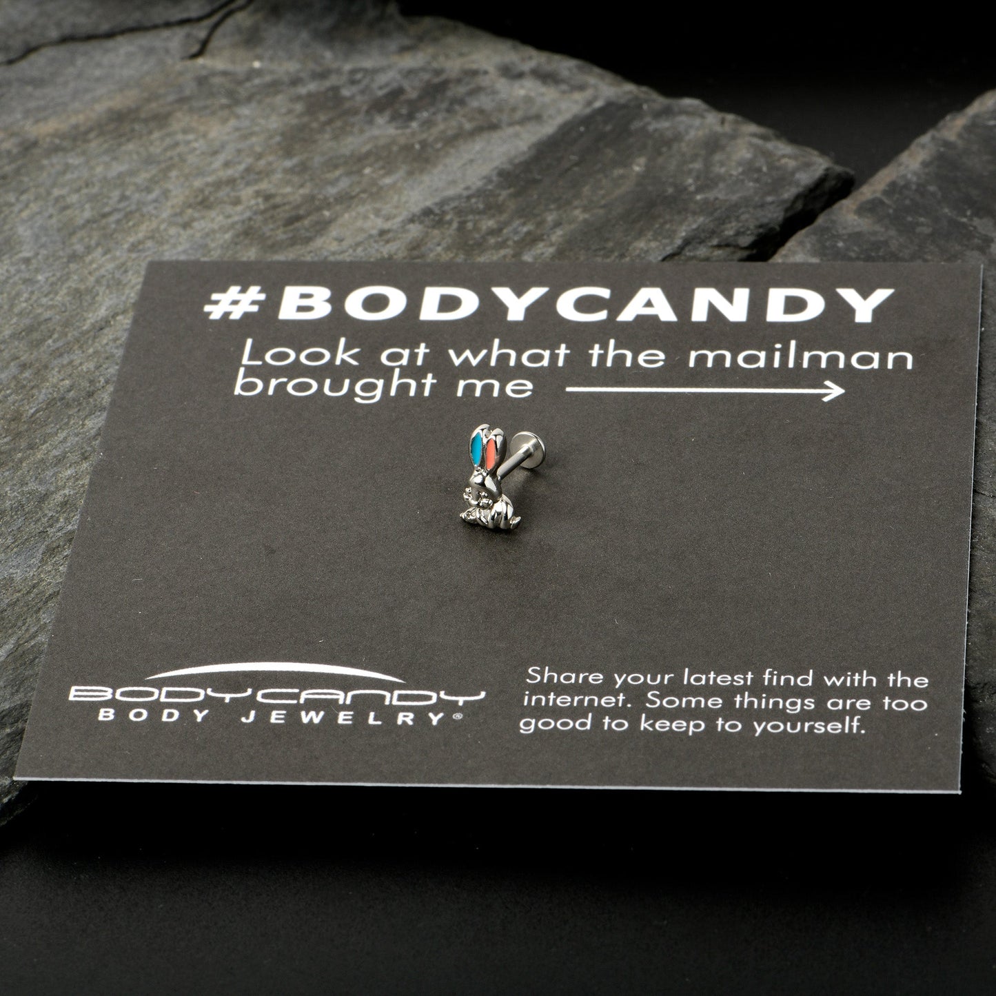 16G 5/16 Easter Bunny Red Blue Ears Labret Monroe Tragus