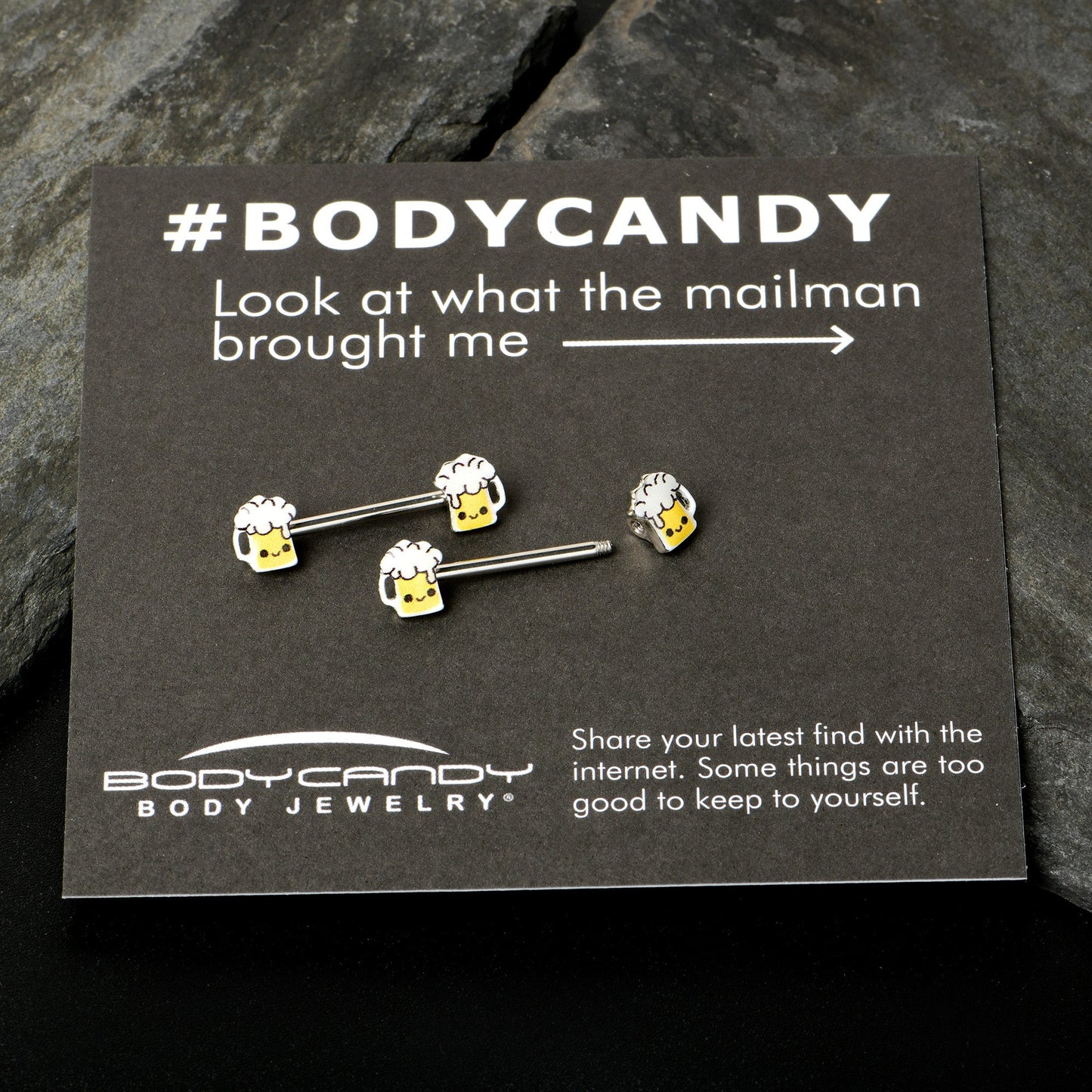 14G 9/16 Sweet Happy Beer St Patricks Barbell Nipple Ring Set