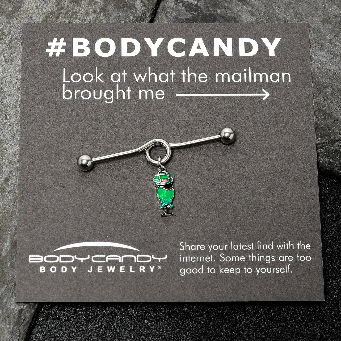 14G Fancy Leprechaun St Patricks Dangle Project Bar 38mm