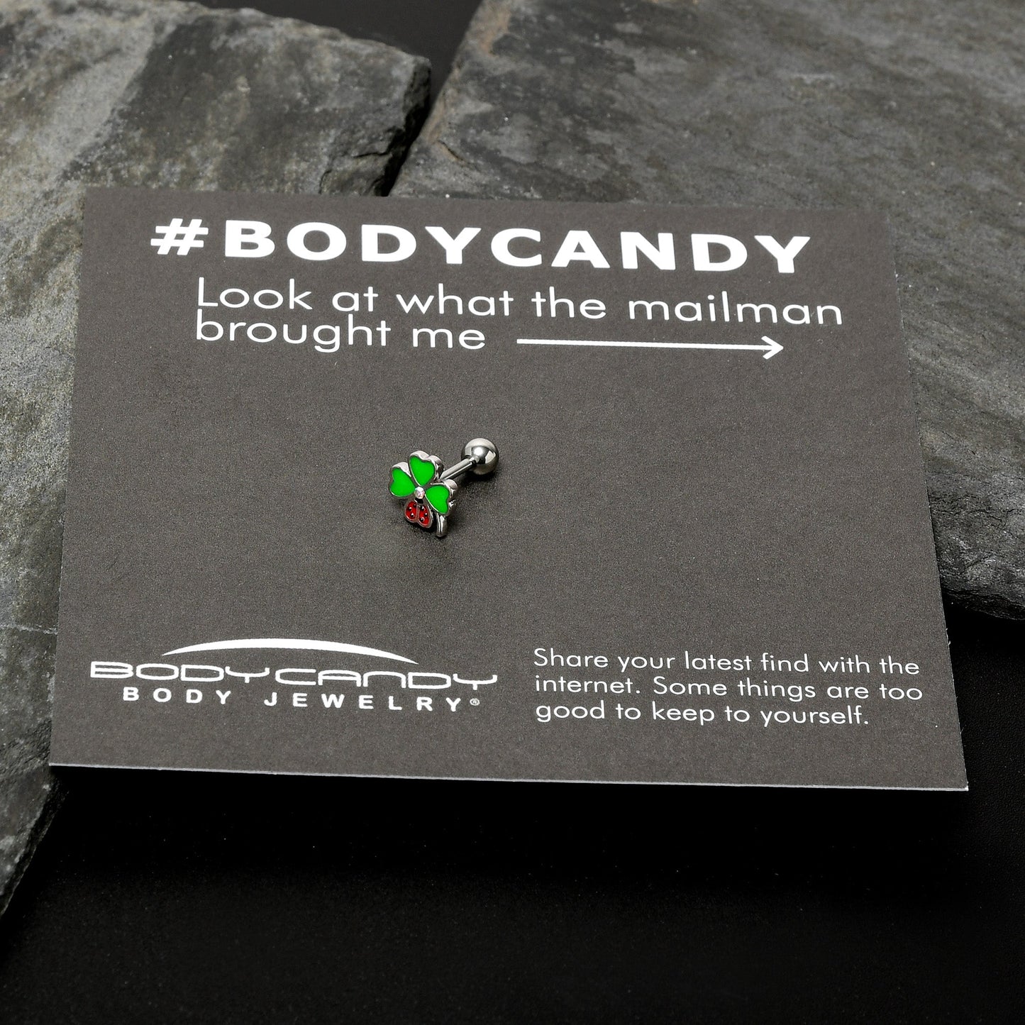 16G 1/4 Ladybug Shamrock St Patricks Cartilage Tragus Earring