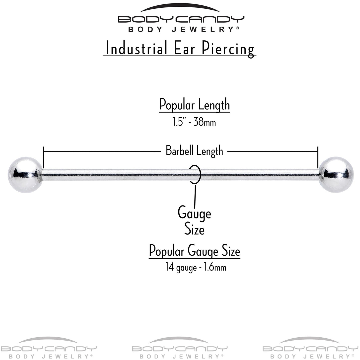 14G Aurora CZ Gem Snowflake Style Industrial Barbell 38mm