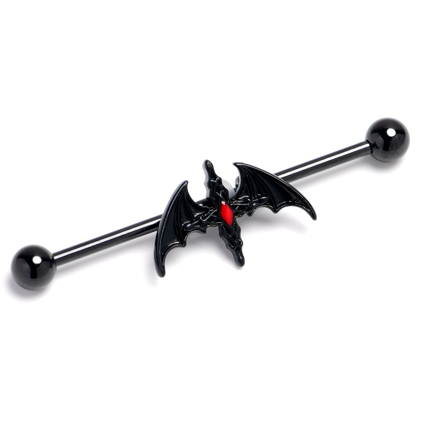 14G Black Soaring Bat Industrial Barbell 38mm