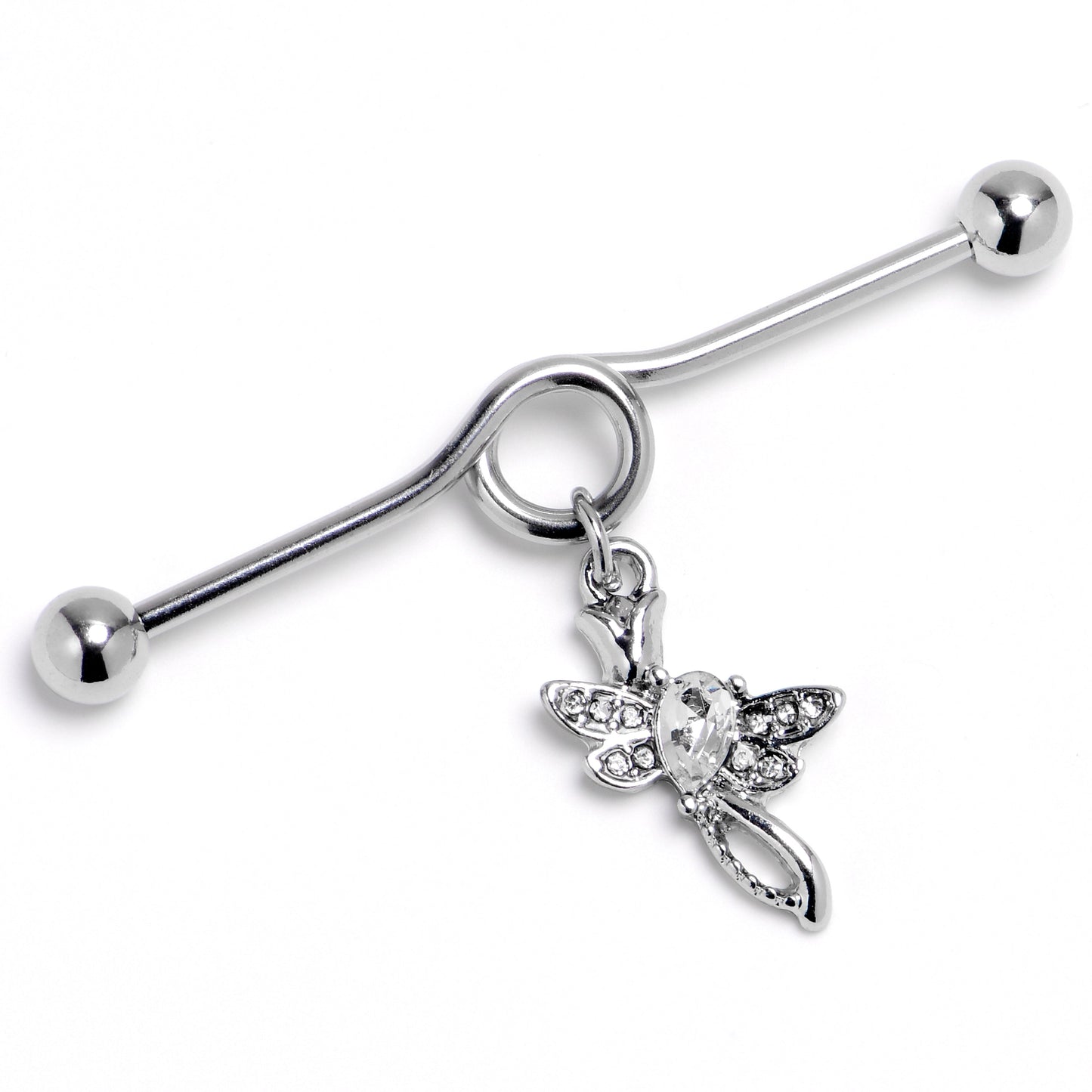 14G Clear Gem Bold Dragonfly Dangle Project Bar 38mm