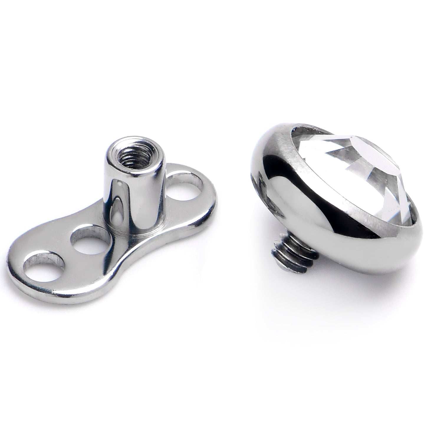 14G 5mm Gem Bezel Top 3 Hole Dermal Implant Grade Titanium Anchor Base