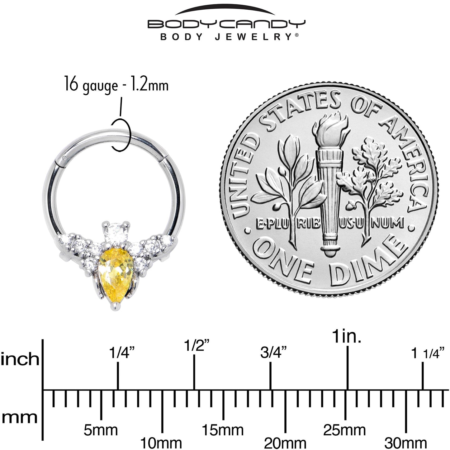 16G Yellow Gem Bee Flower Labret Segment Ring Ear Curation Set of 5