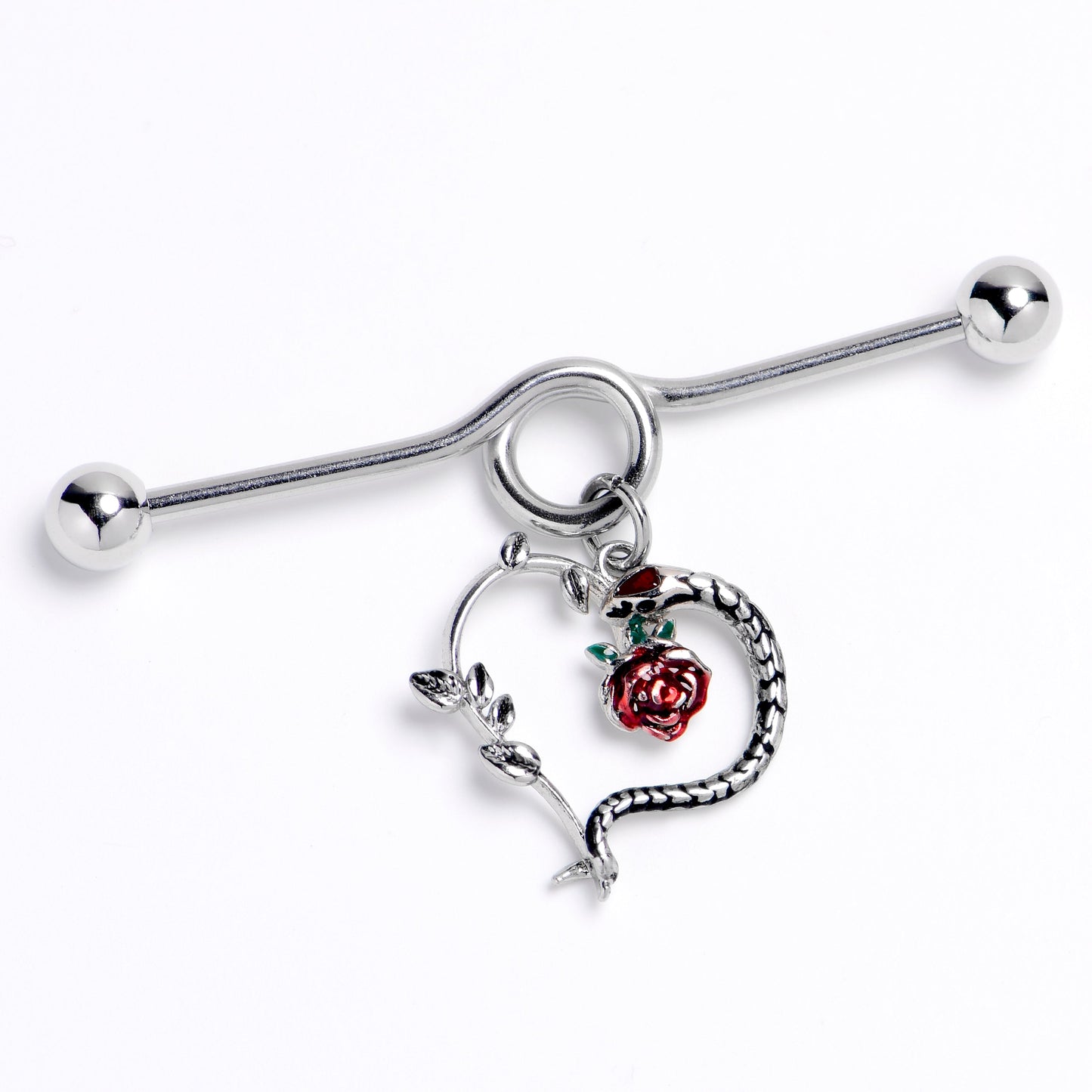 14G Snake Heart Flower Dangle Project Bar 38mm