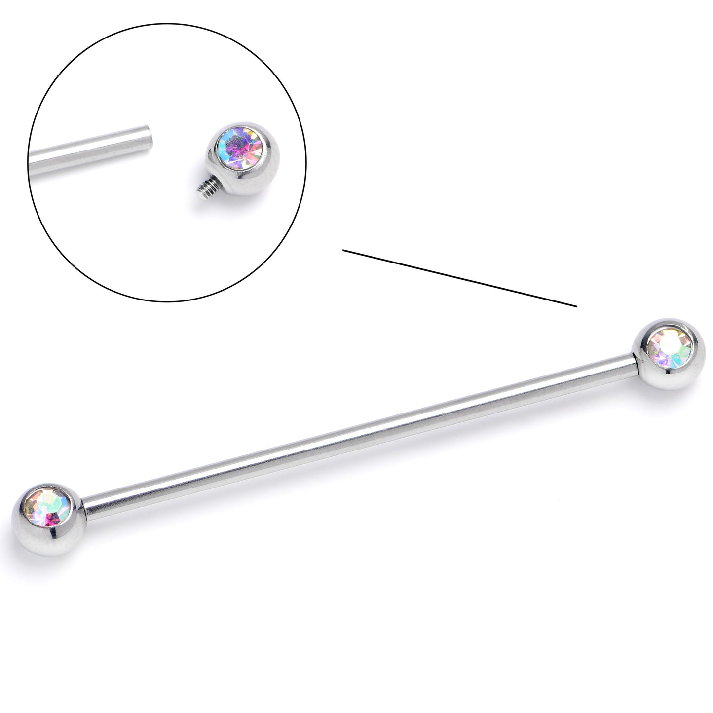 14G Aurora Gem Internally Threaded Industrial Barbell 38mm