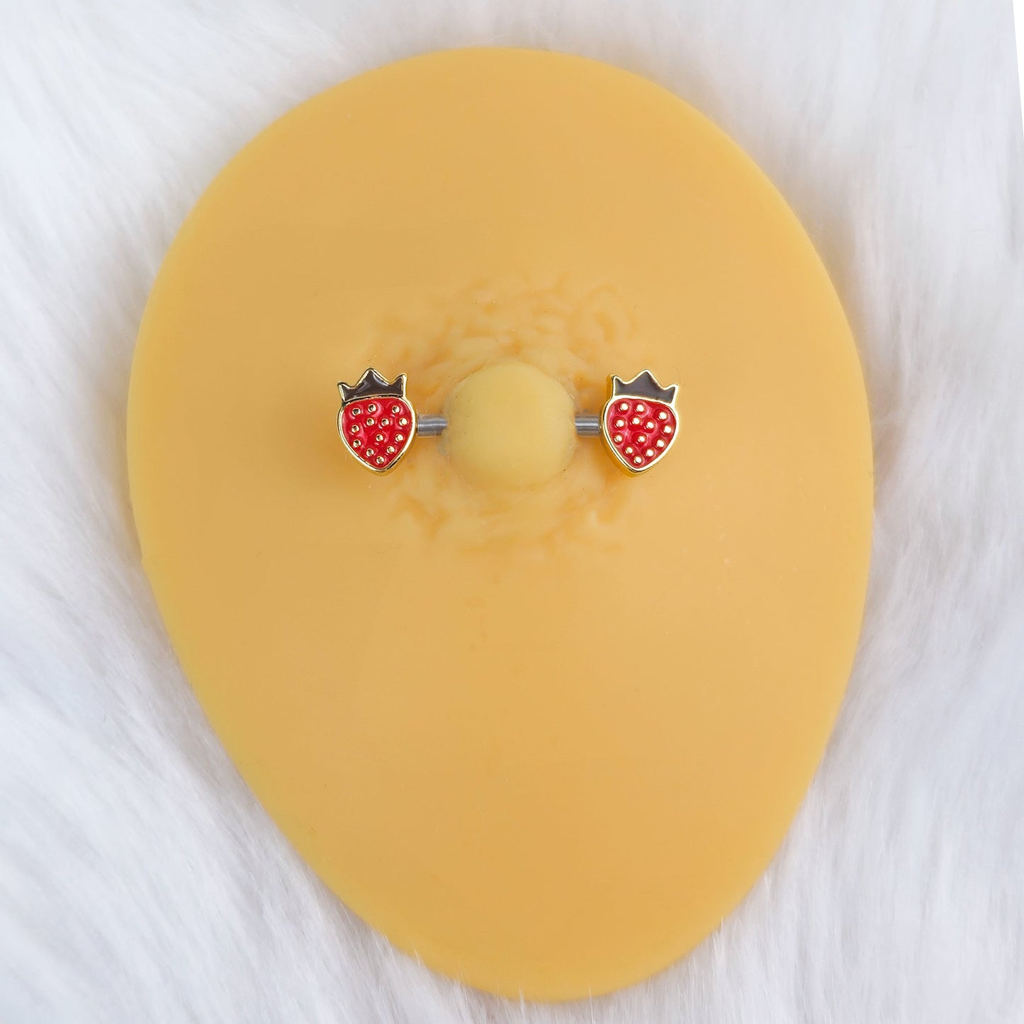 14G 9/16 Bioplast Delicious Strawberry Barbell Nipple Ring Set