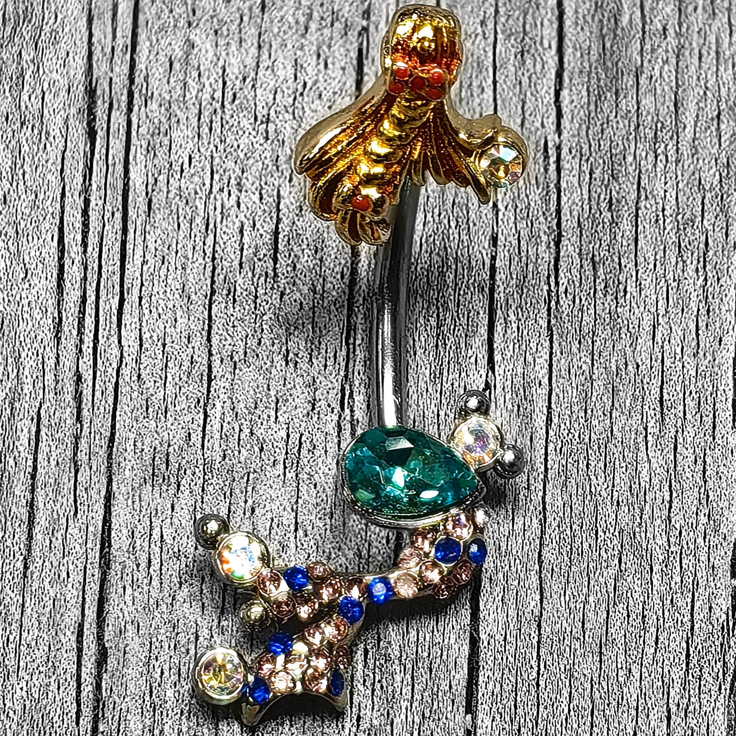 Aurora Gem Abstract Mermaid Double Mount Belly Ring