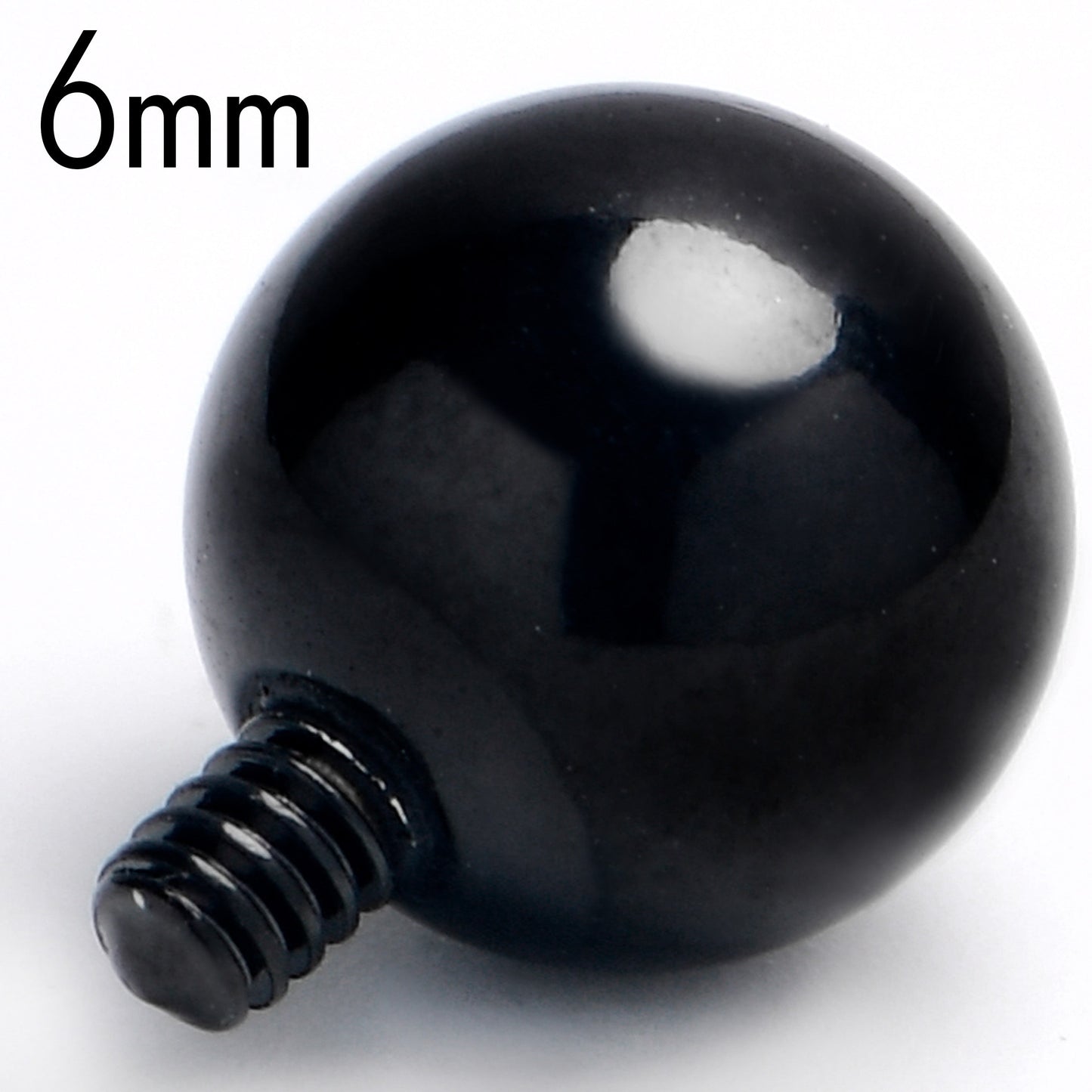 14G 6mm Black Replacement Ball End Internally Threaded Jewelry
