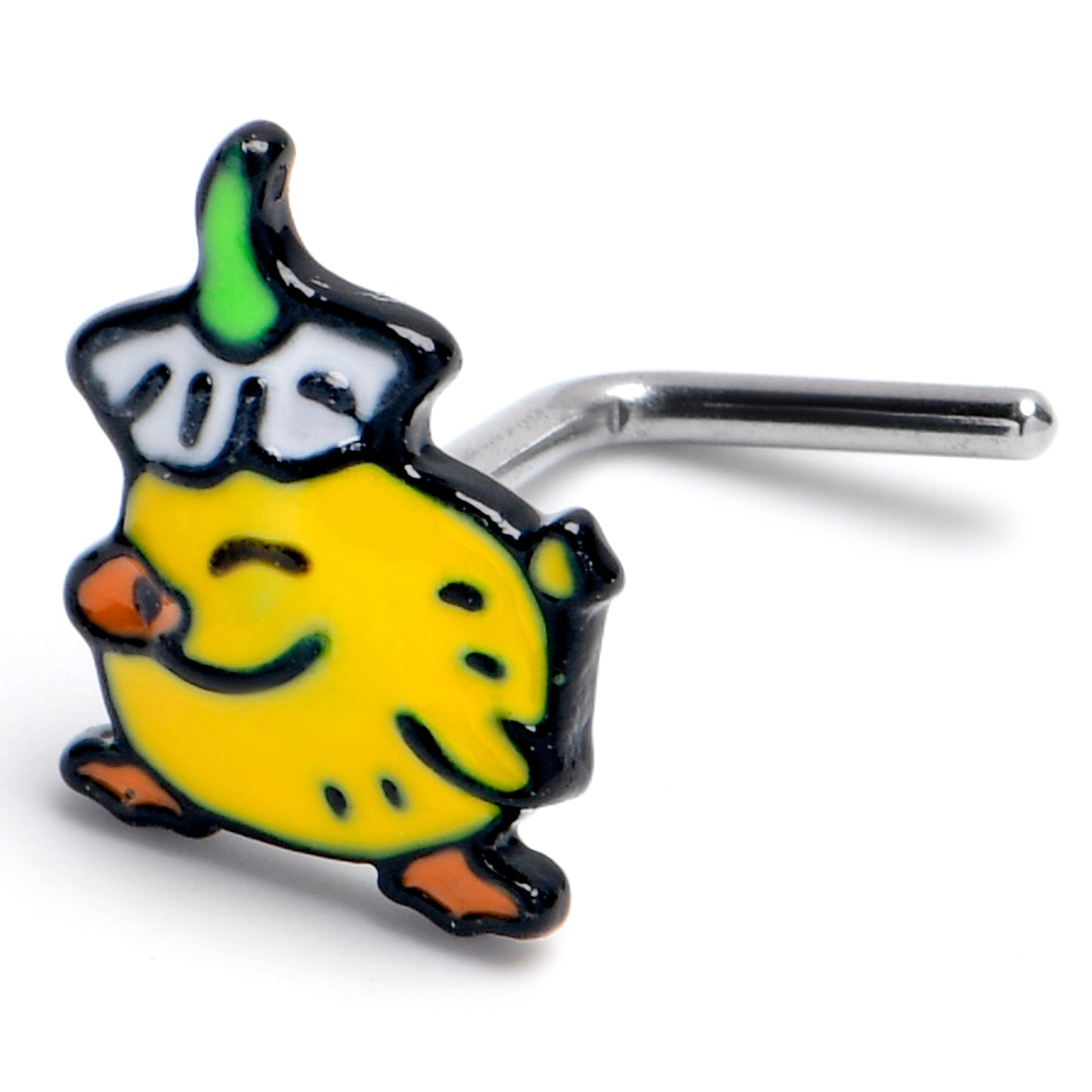 20G 1/4 Duck Flower Hat L Shape Nose Ring