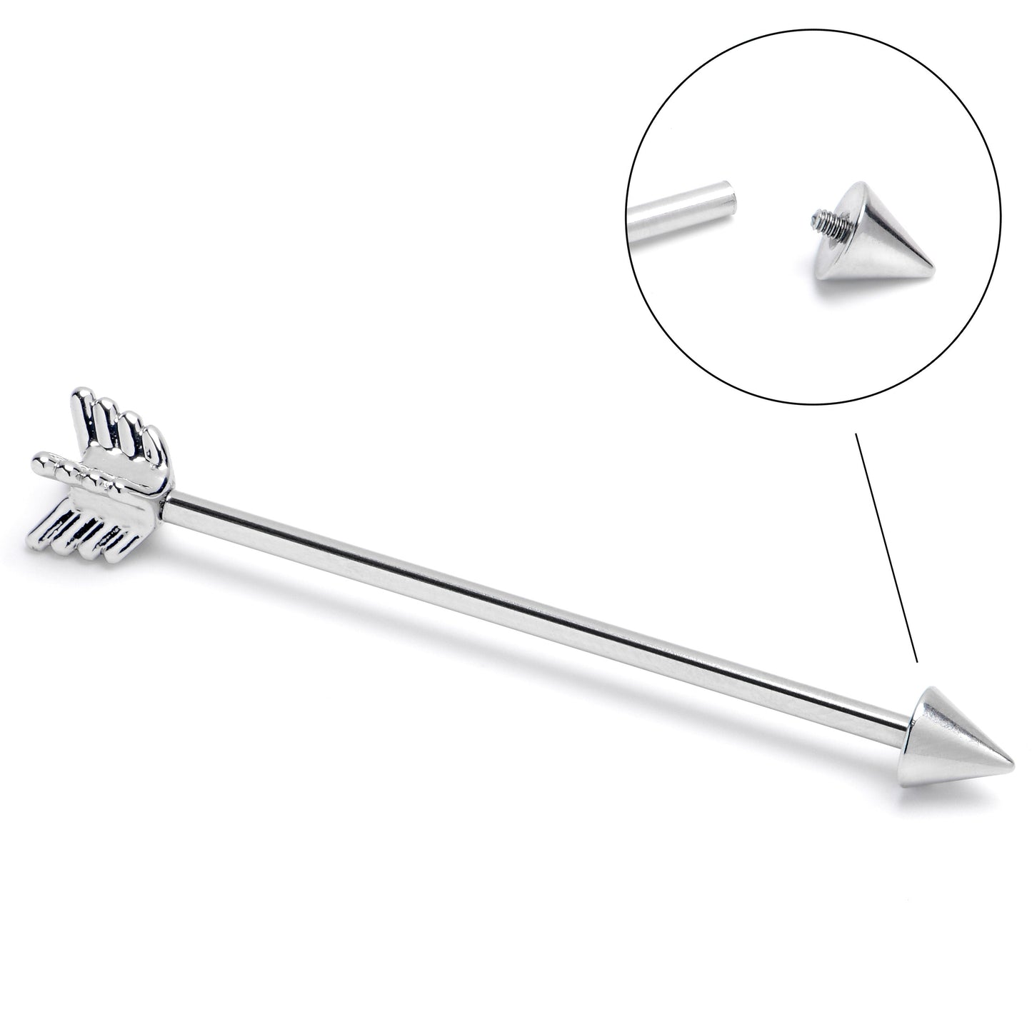 14G Internally Threaded Flying Arrow Industrial Barbell 38mm